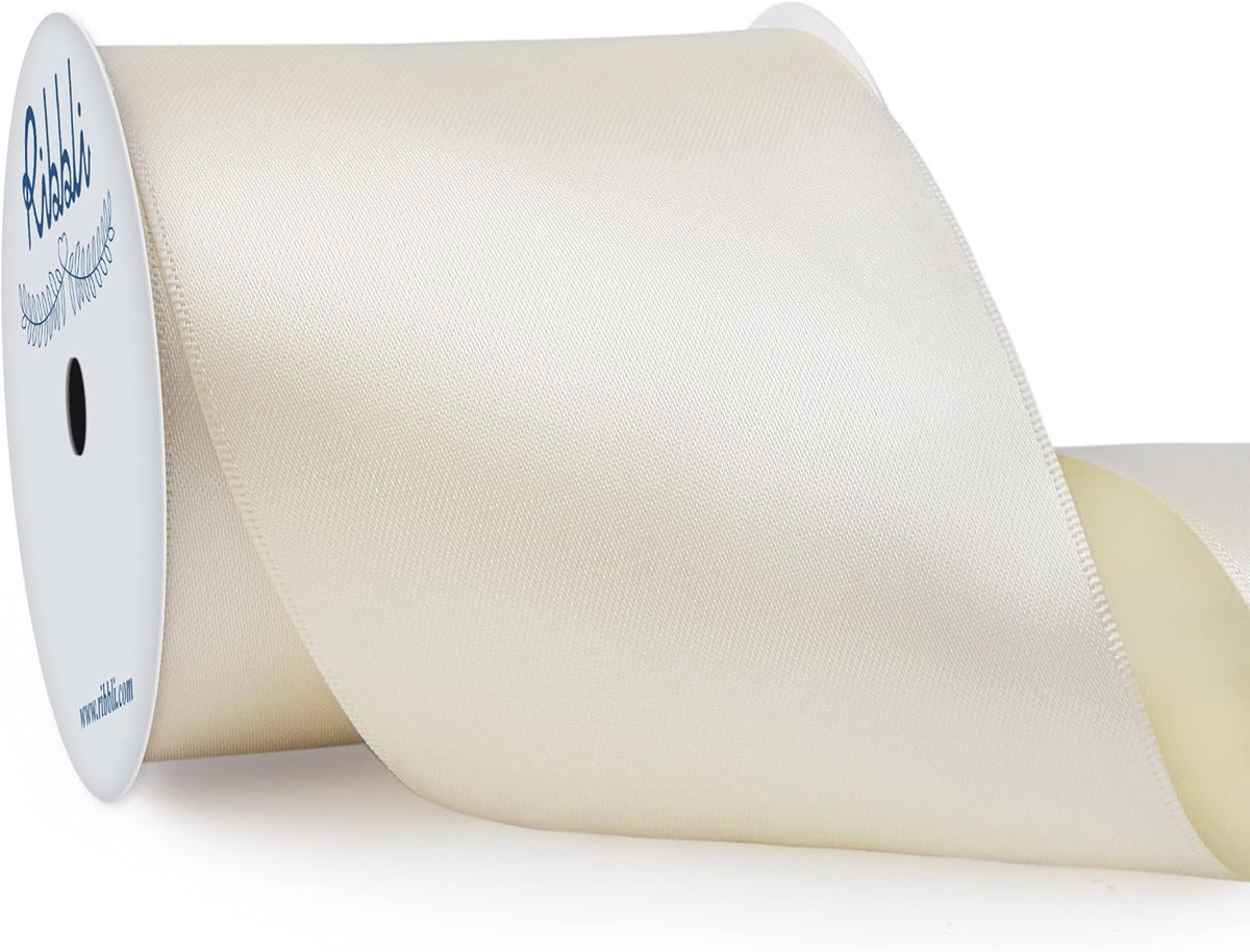 Ribbli Ivory Double Faced Satin Ribbon, 3” x Continuous 10 Yards,Use for Bows Bouquet,Gift