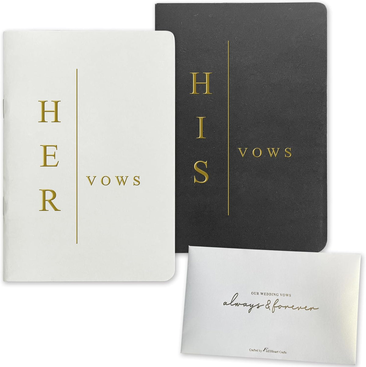 Vow Books His and Hers Soft Touch Gold Foil Engraving Vow Books Wedding Essentials Wedding