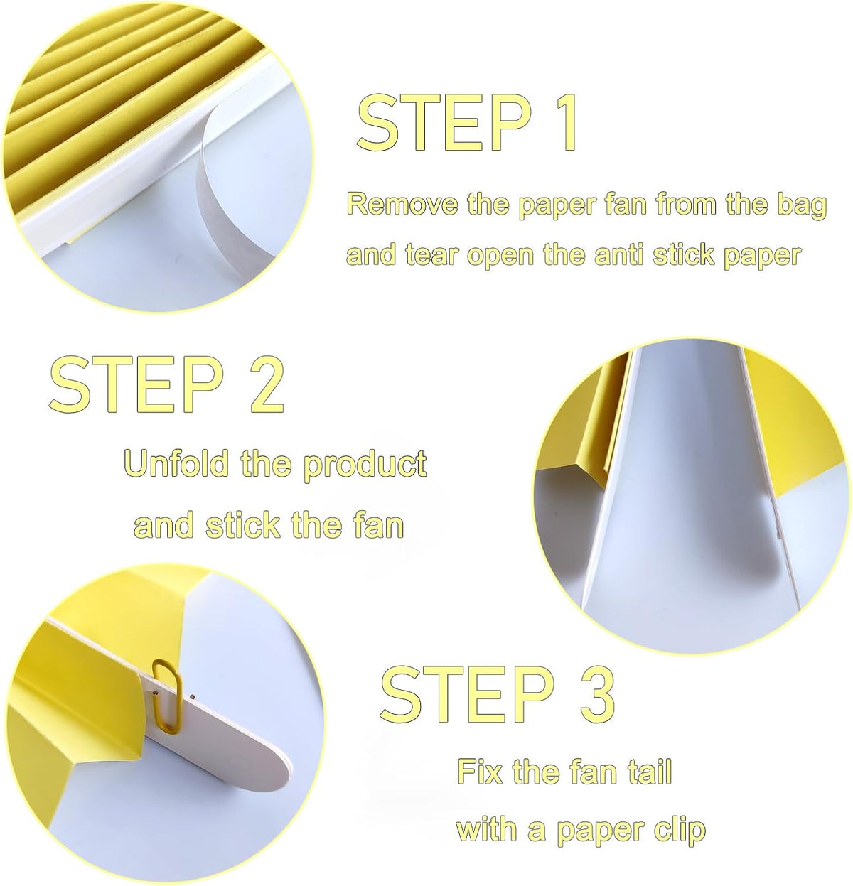 Yellow Hanging Paper Fans,Yellow Accessories Paper Decorations for Party,Color Party