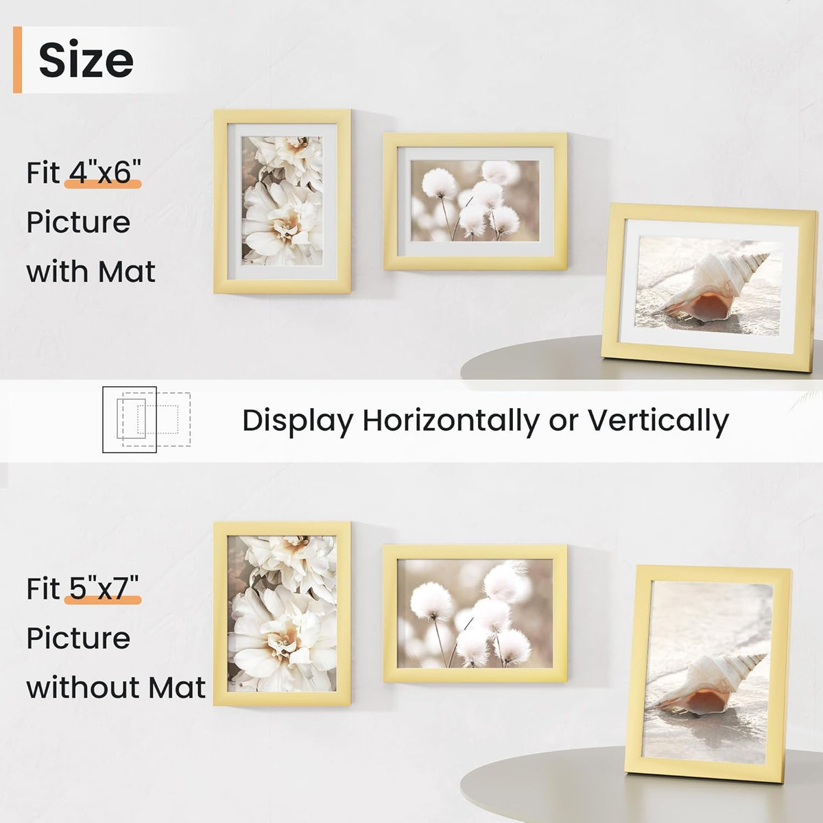 5x7 inch Picture Frame, 5x7 Photo Frames with 4x6 Removable Mat - High Definition Plexiglass