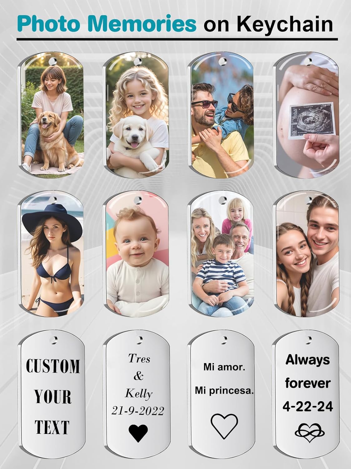 Custom Keychain with Picture - Personalized Photo LOGO Text Customized Key Chain for Boyfriend Dad