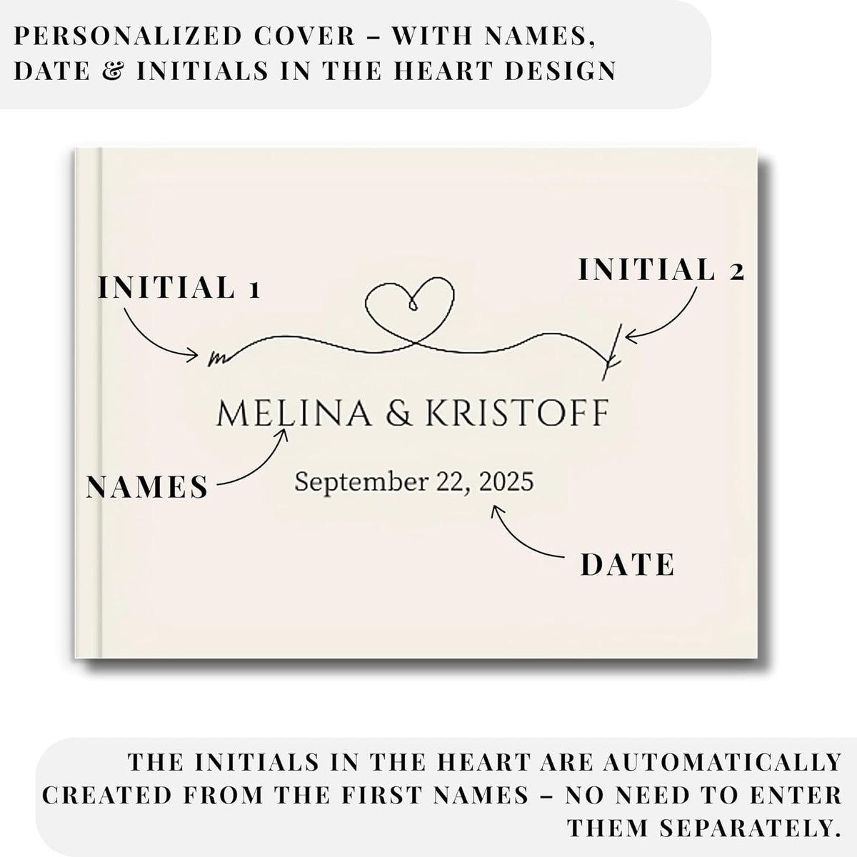 Wedding Guest Book – Personalized Polaroid Guest Book for Wedding Reception, Custom Sign In Photo