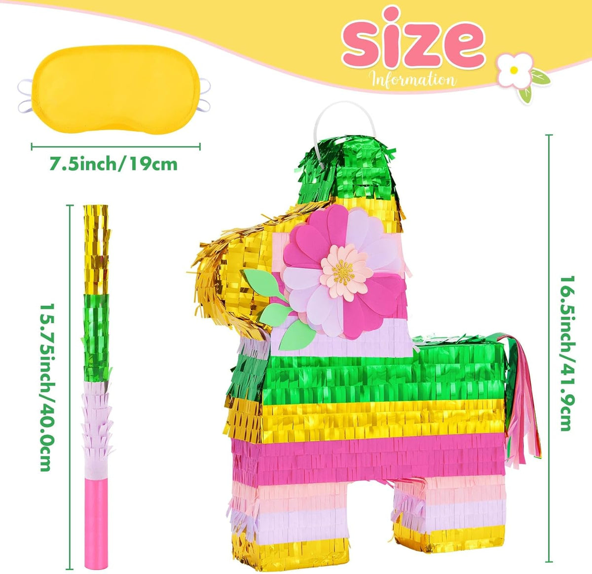 WERNNSAI Hawaiian Donkey Piñata - Rainbow Donkey Pinata for Summer Party Supply Cinco De Mayo Luau