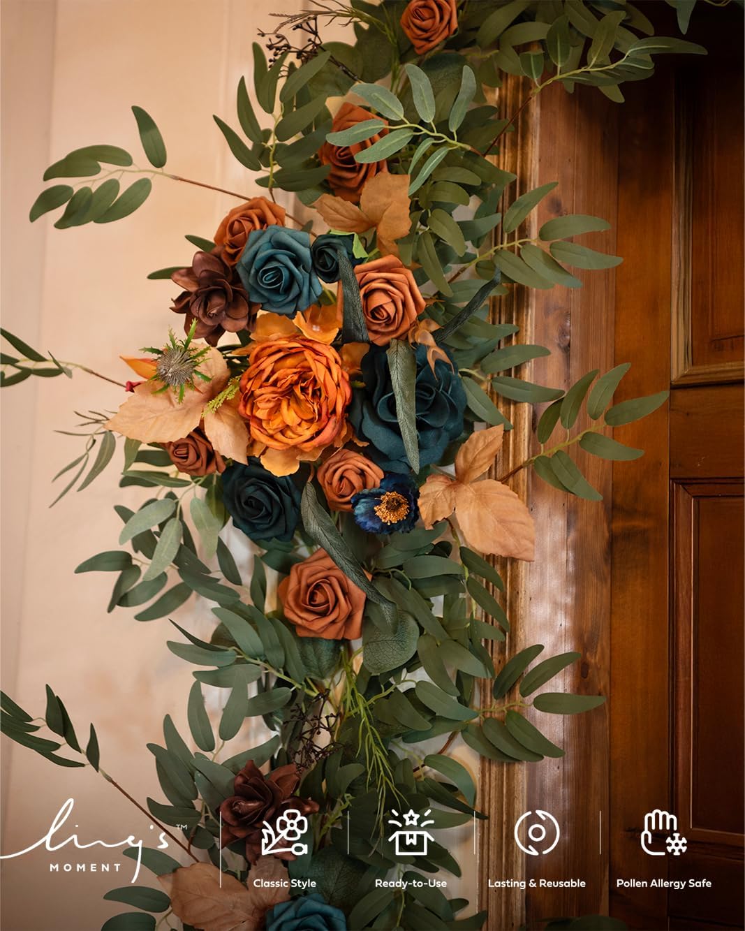Ling's Moment Flower Garland - 6FT Eucalyptus & Rose - Sweetheart Table Decor for Wedding