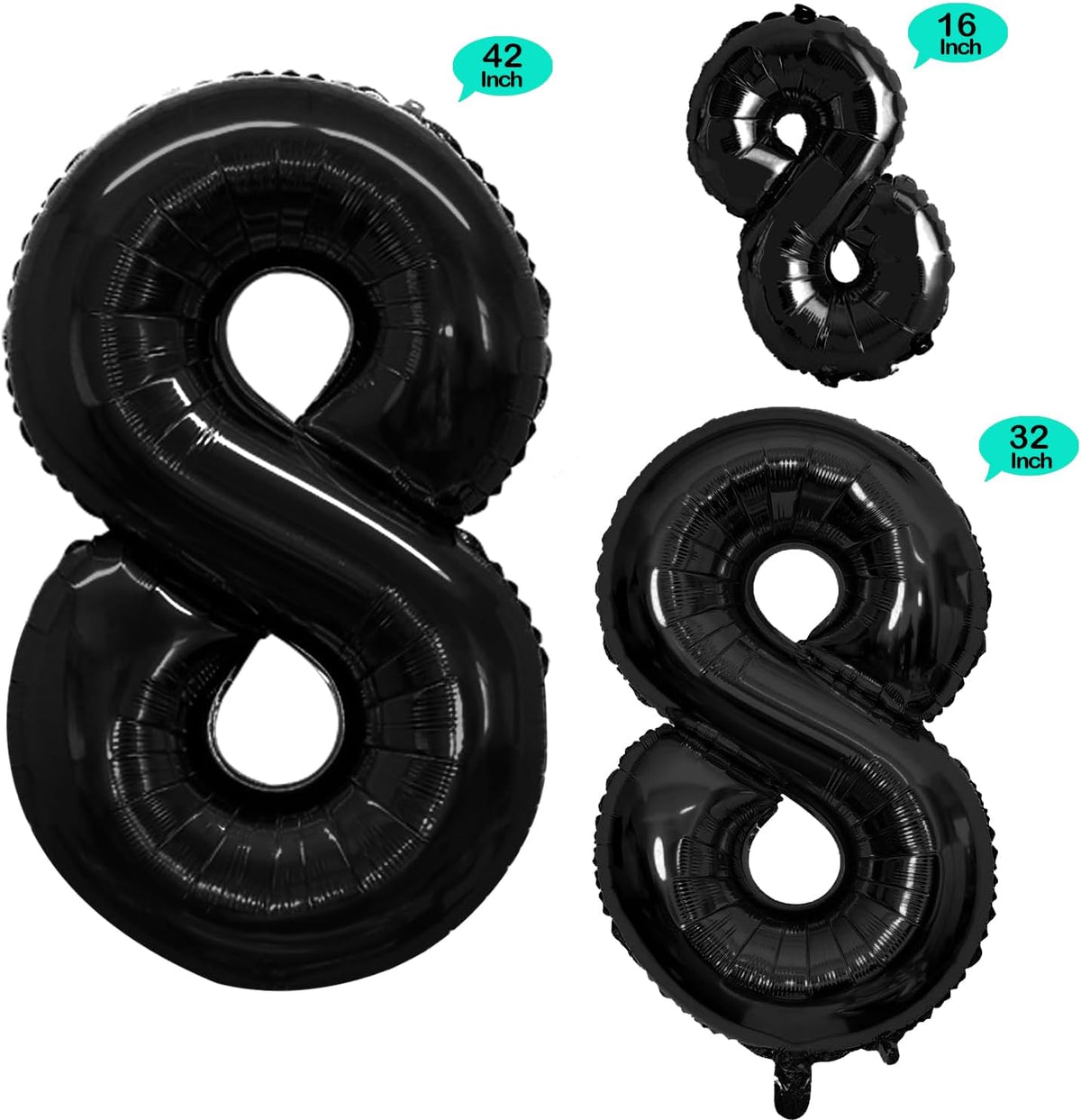 GOER Black Foil Balloons Number 8,Huge Number Balloons for 8th 18th 28th 38th 48th Birthday Party