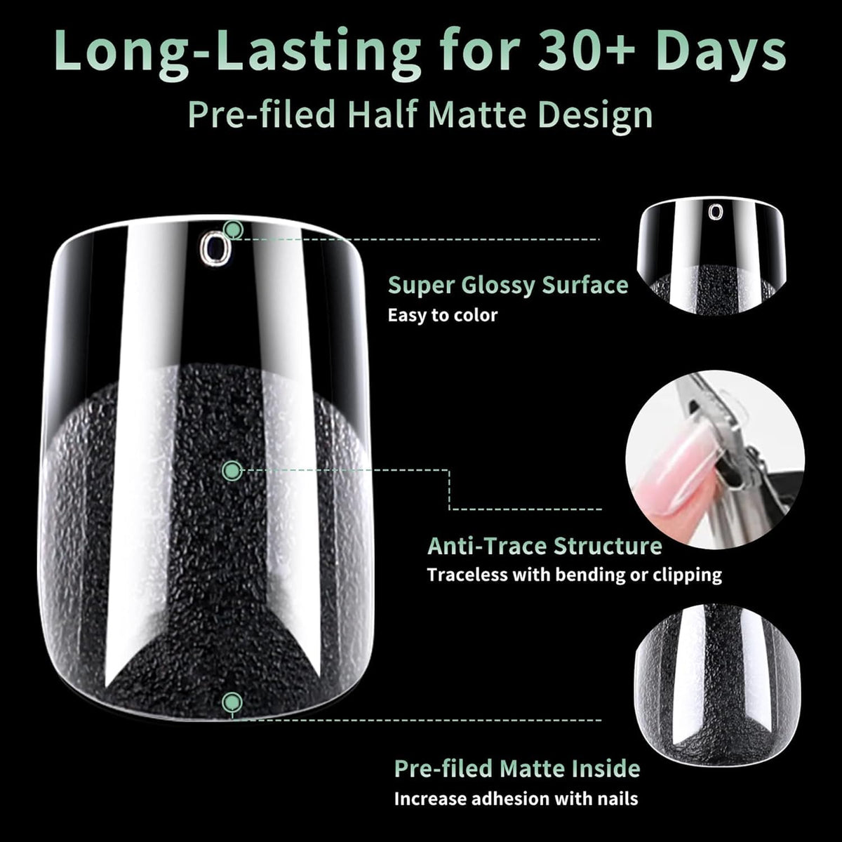 Short Square Nail Tips, 216pcs Acrylic Soft Fake Nails Gel Nail Tips, Full Cover Pre-Shaped Matte
