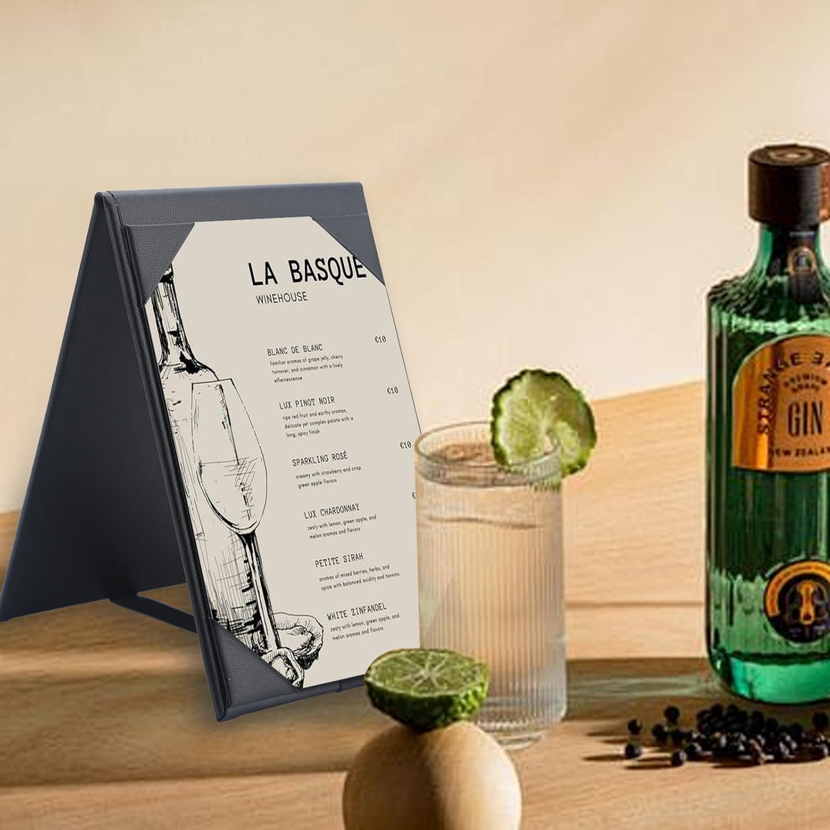 Menu Covers - Set of 10 Double-Sided Table Tent Cards for Restaurant, Dinner Party, and Bar Menus