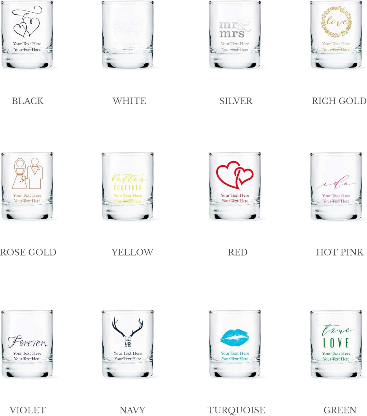 WEDDINGSTAR Personalized 2.75oz Shot Glass Customizable Full Color Print - 120 pack