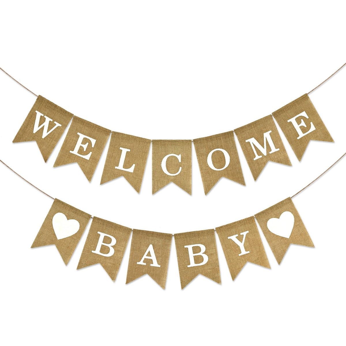 Anwyll Burlap Welcome Baby Banner - NO DIY Baby Shower Decoration Banner Oh Welcome Babies Shower
