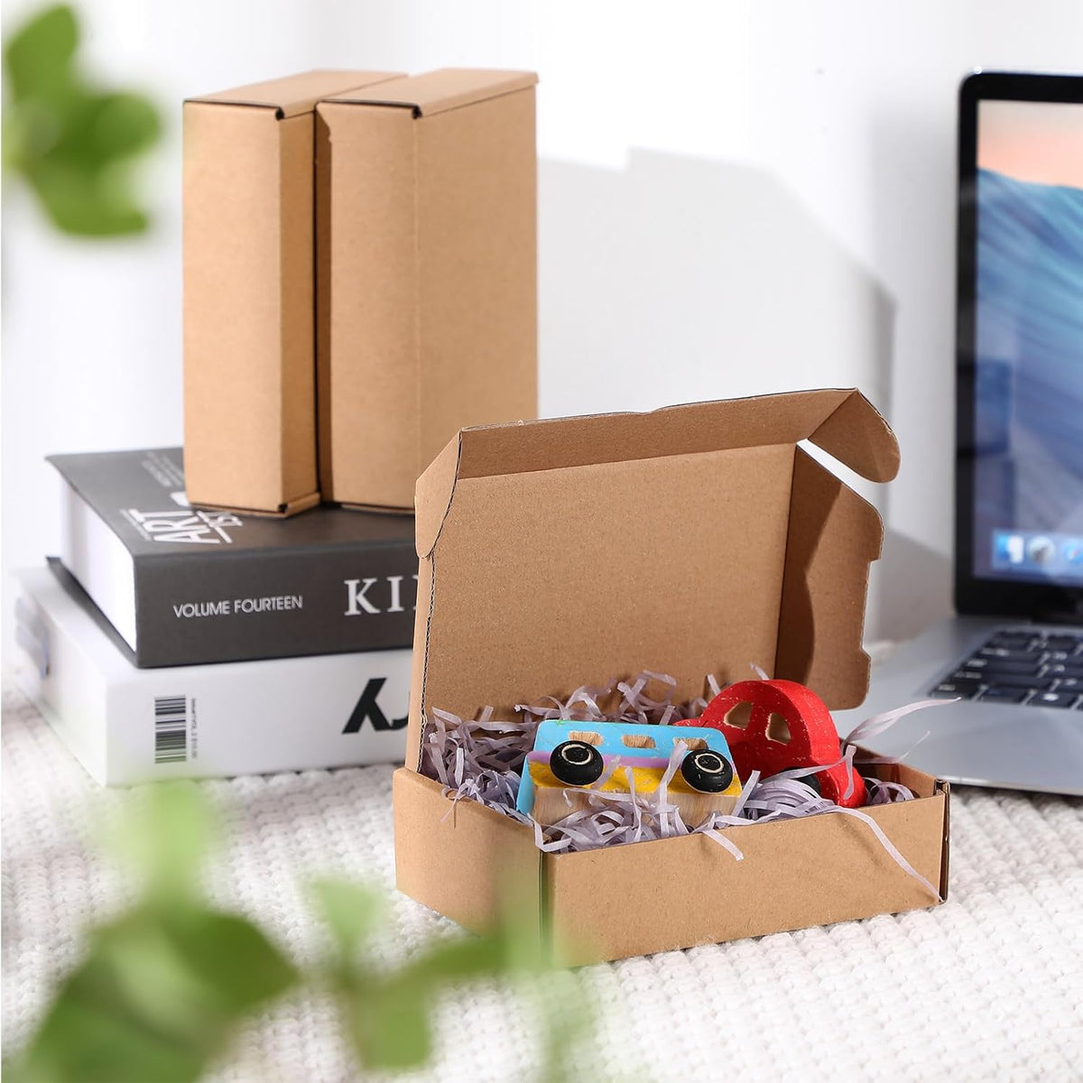 Qilery 100 Pcs Shipping Boxes Cardboard Gift Corrugated Cardboard Brown Boxes Mailer Packaging for