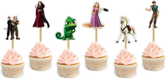 "Rapunzl Cupcake Toppers – Princess Fairy Tale Theme Birthday Party Supplies – Magical Cupcake