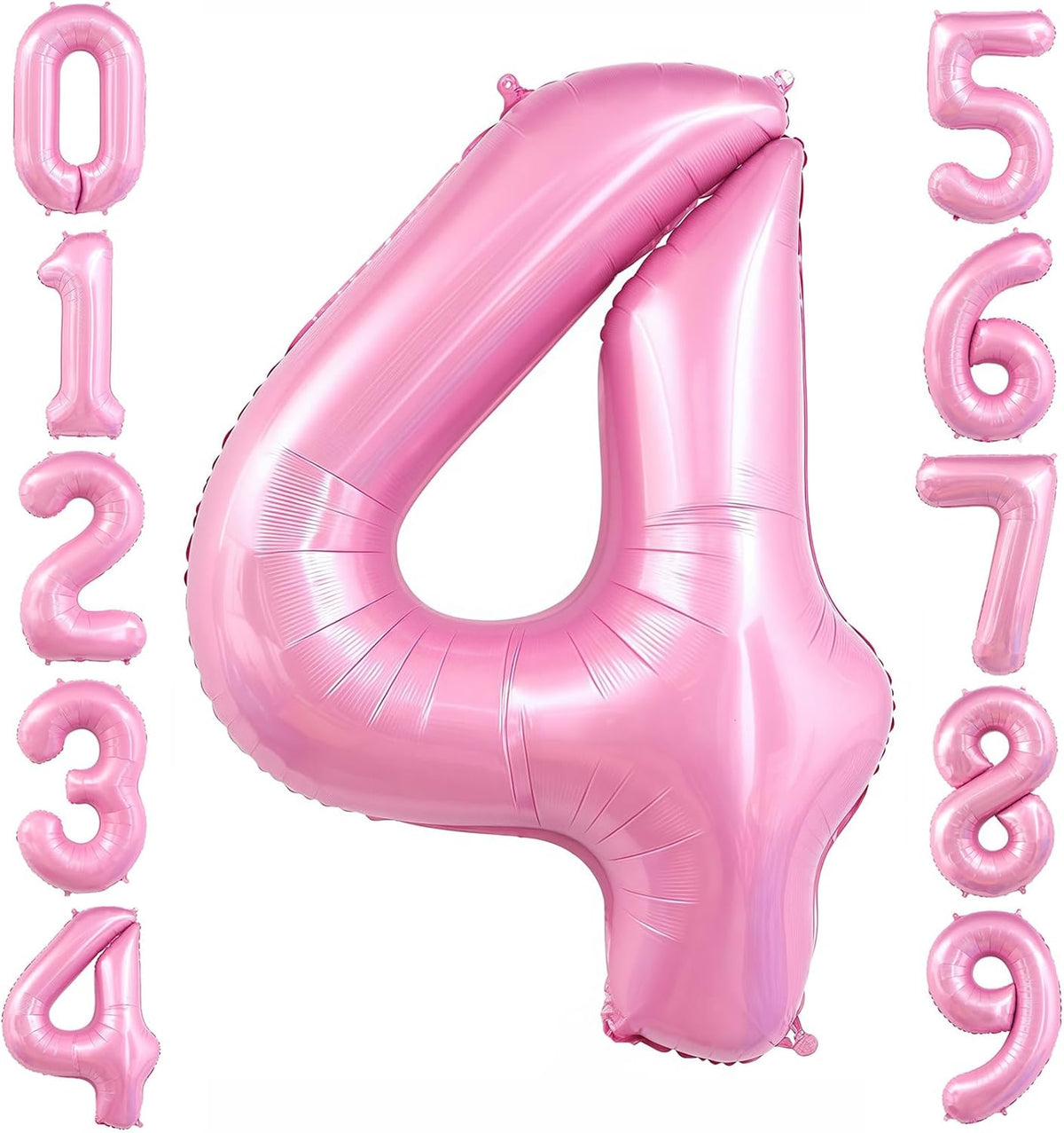 Pastel Pink 4 Balloon, Light Pink 4 Balloons Number,40 Inch Helium Foil Mylar Number 4 Balloon for