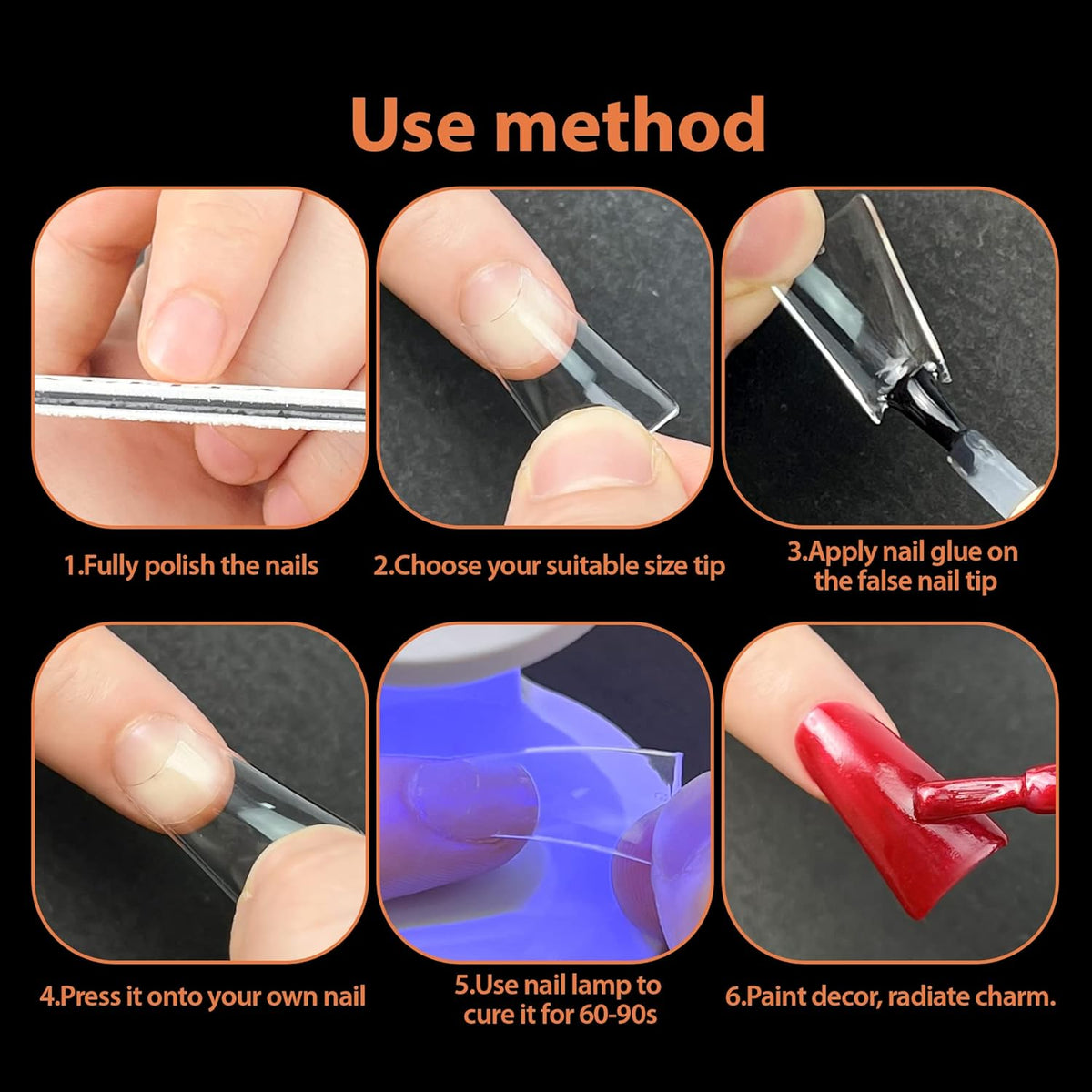 UNA GELLA Duck Fake Nail Tips 504 PCS Clear Soft Gel Short Half Cover Nail Tips Curved for Nail