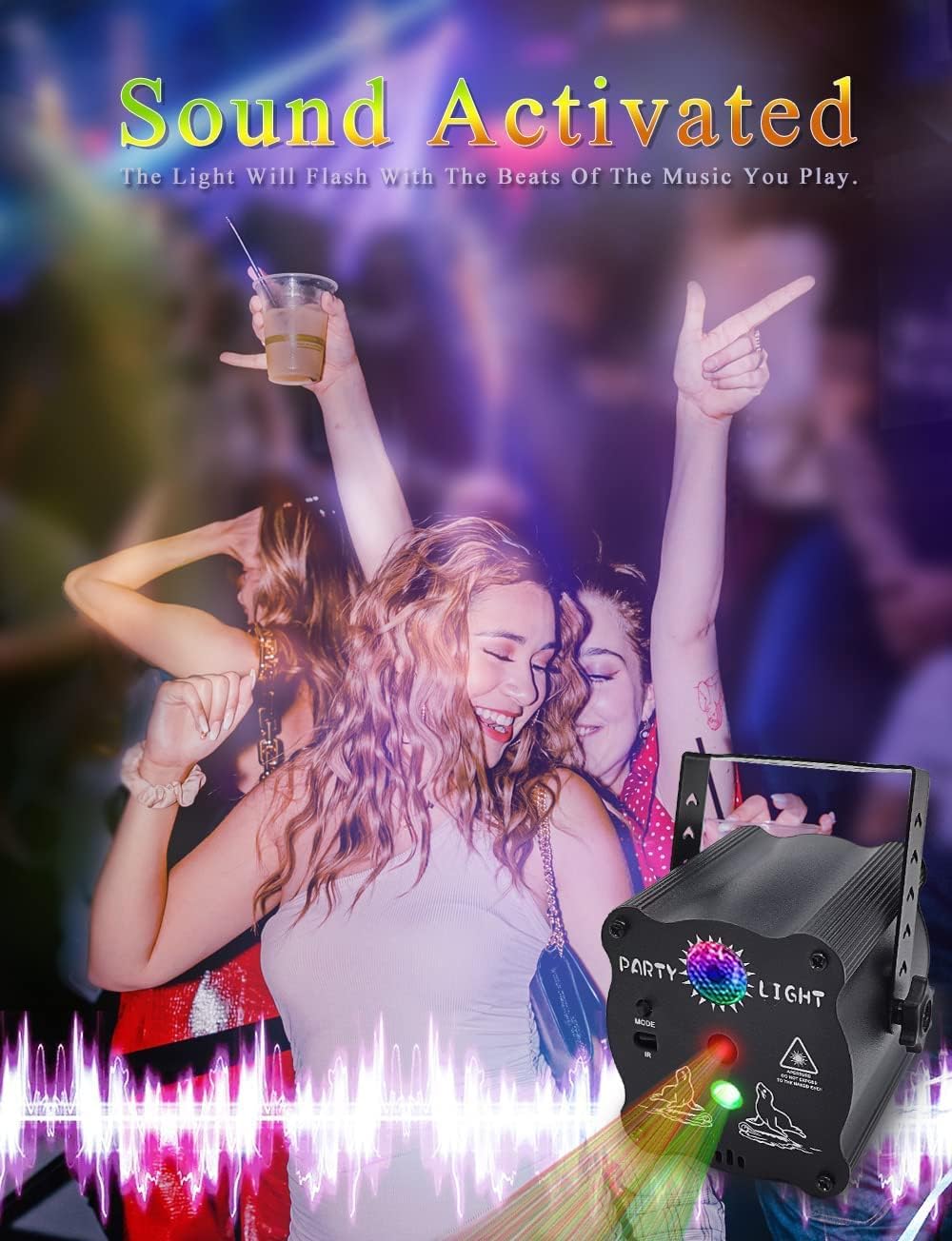 Party Lights DJ Disco Lights, Sound Activated with Remote Control for Dance Party Karaoke Living