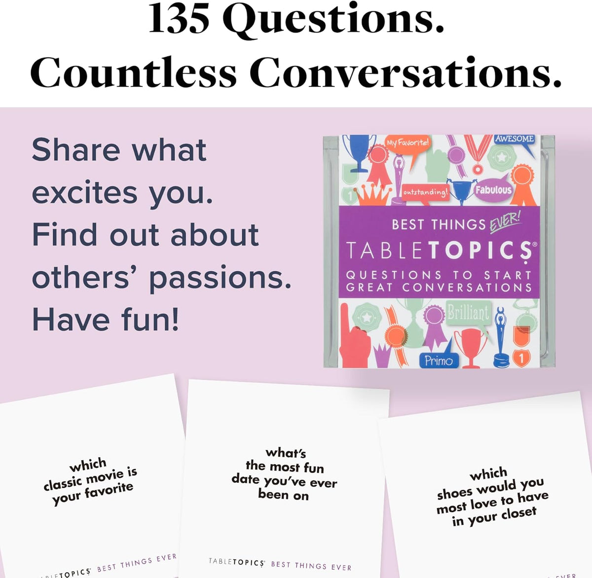 TableTopics Best Things Ever Question Card Game - 135 Fun Conversation Starter Cards, Use as Ice