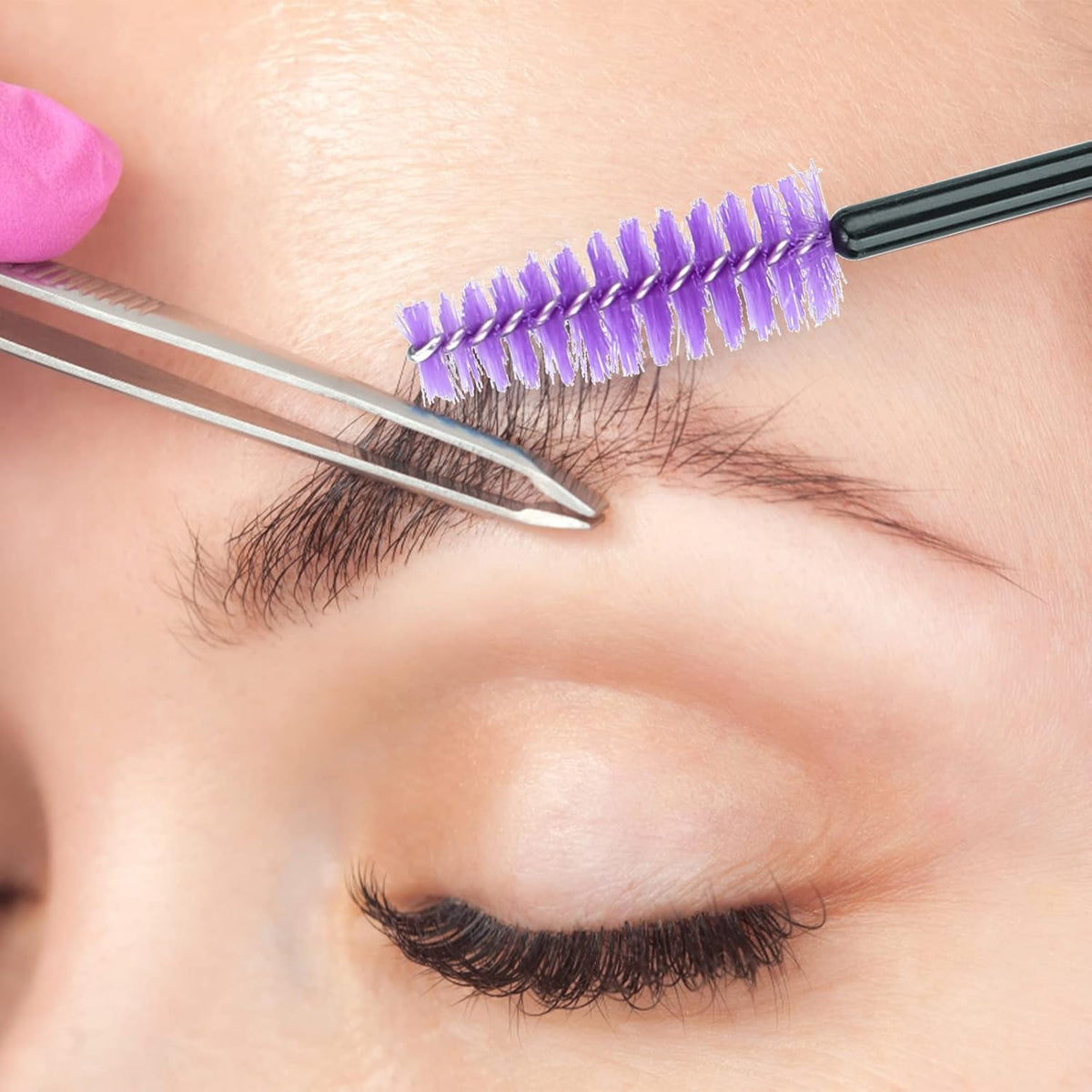 G2PLUS 100PCS Disposable Eyelash Brushes, Adjustable Mascara Wands Makeup Applicator, Lash Spoolies