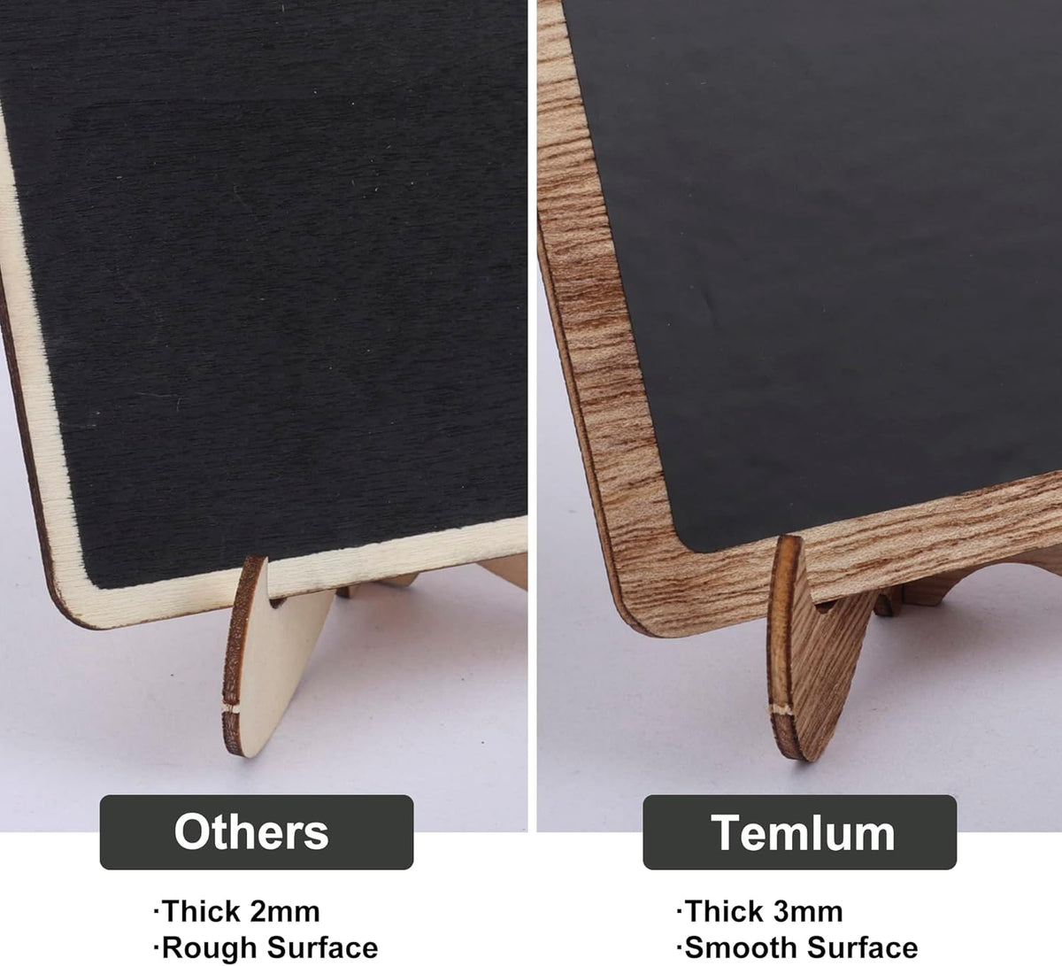 Temlum 15 Pcs Mini Chalkboard Sign with 6 Color Chalk Markers, 2.9″ x 3.9″ Wooden Blackboard