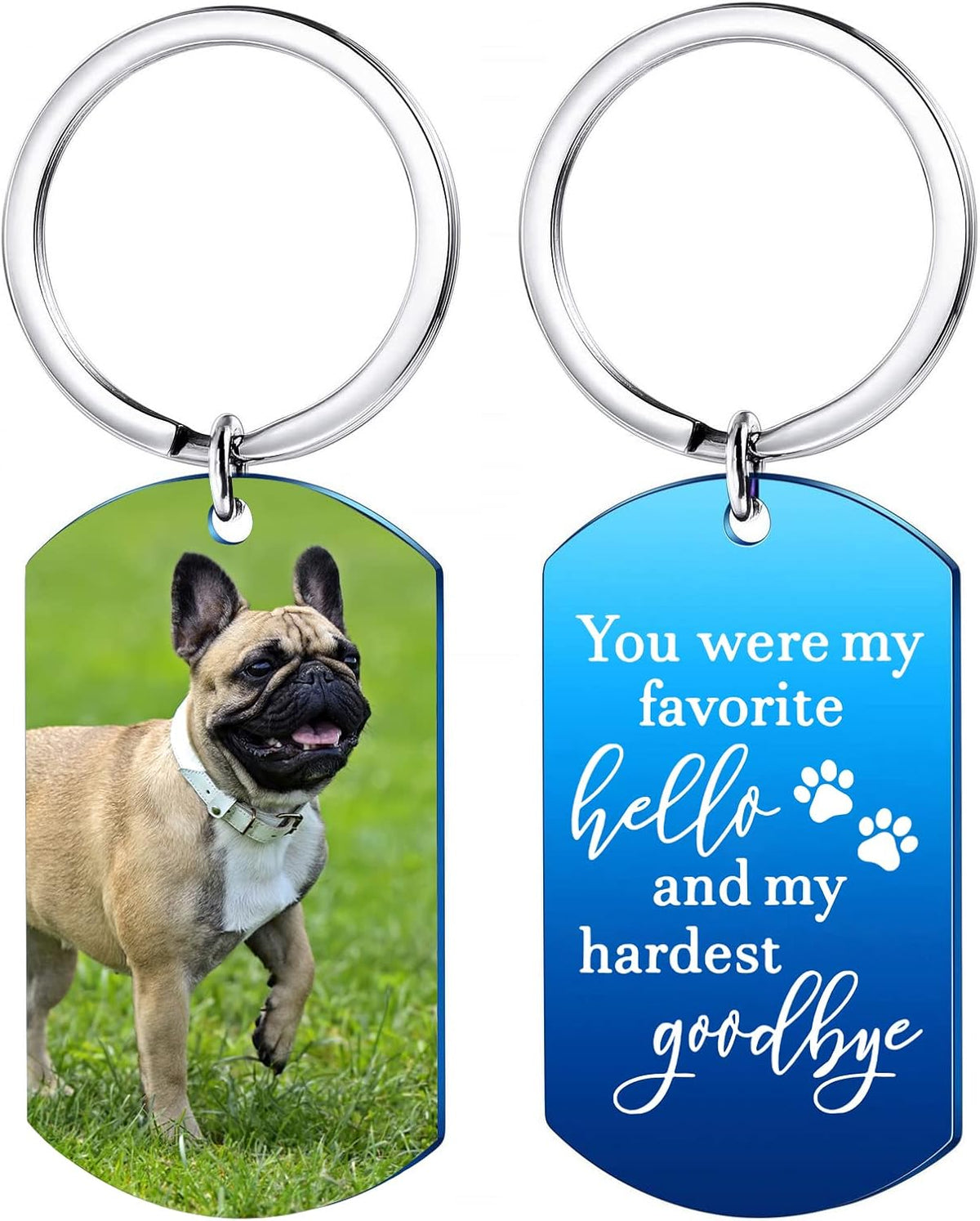 Funnylife Personalized Dog Memorial Photo Keychain Stainless Steel Custom Pet Memory Keychain Loss