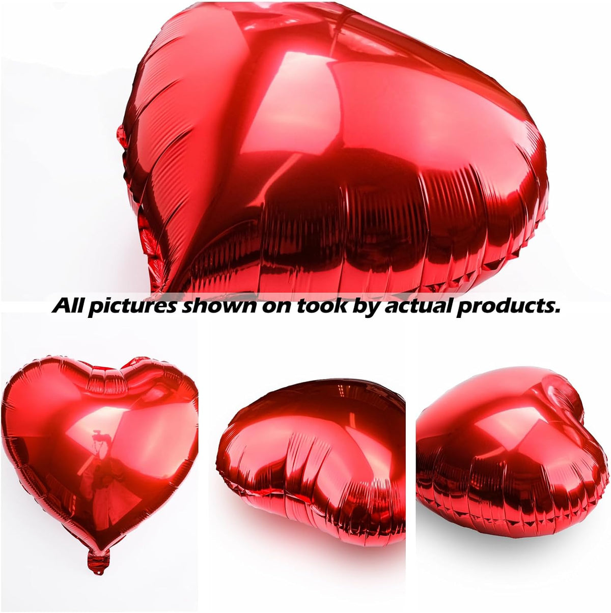 [4 Pcs] 32" Big Red Heart Foil Balloons, Big Giant Jumbo Heart Shaped Mylar Aluminium Decoration
