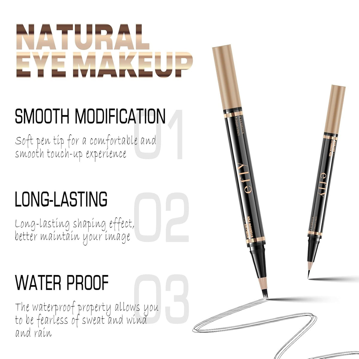 Eyebrow Pencils for Women, Microblading Eyebrow Pen Magical 2-in-1 Dual-Ended Brow Pen with 3D &