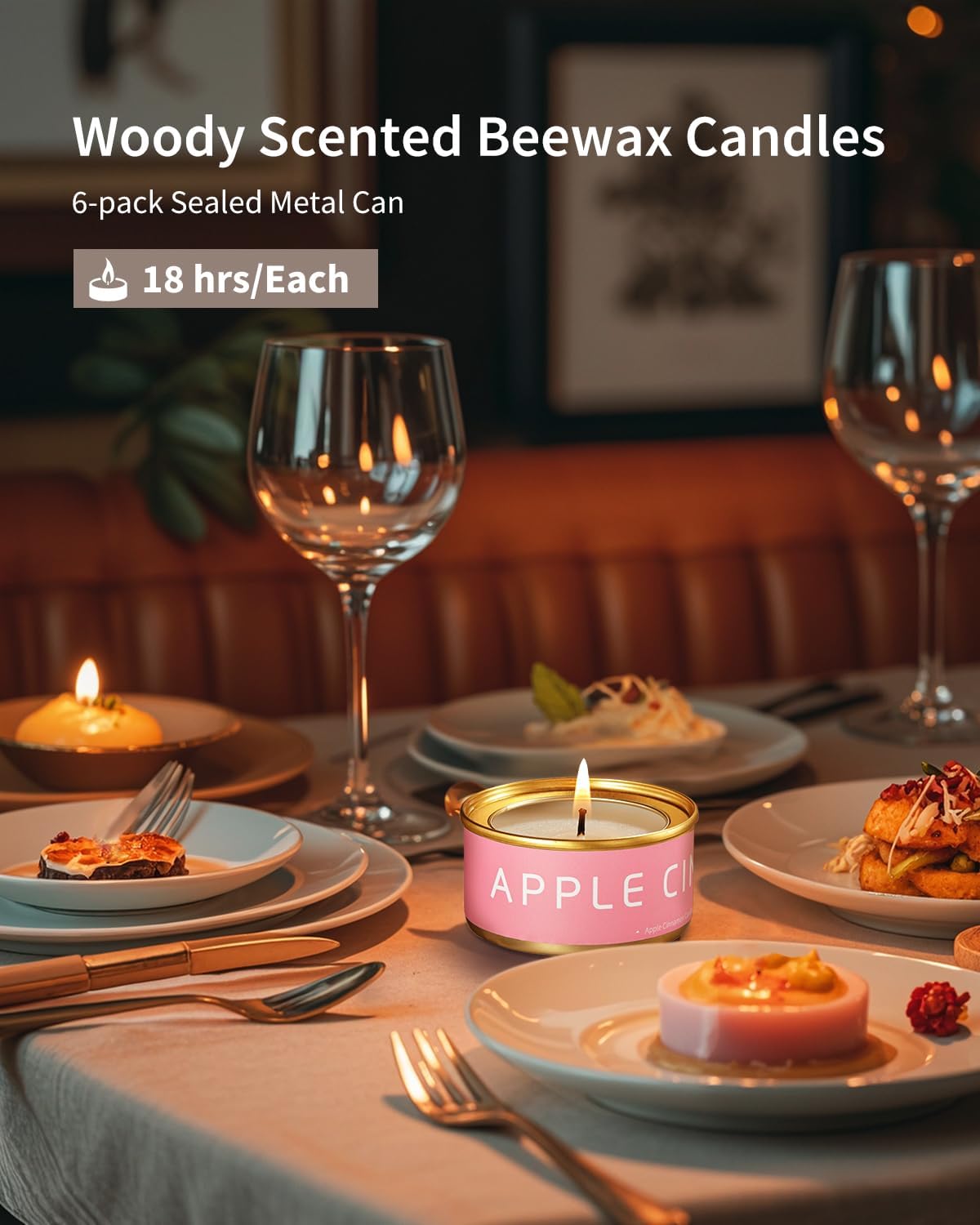 VTS Fall Candles Set, 6 Pack Aromatherapy Candles (Apple Cinnamon, Fir Tree, Mahogany, Ebony Wood