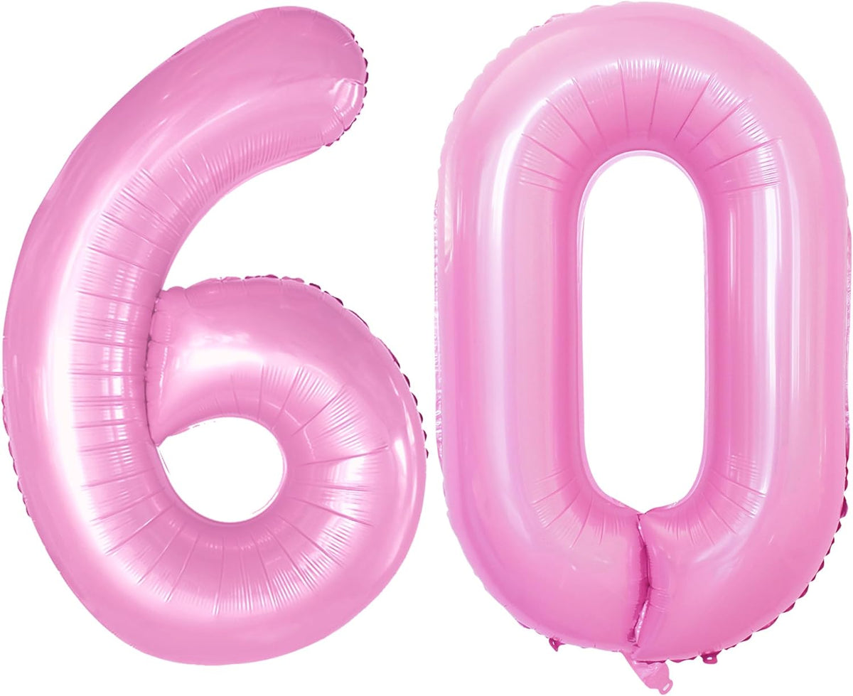 GOER Number 60 Balloons for 60th Birthday Party Decorations,42 Inch Jumbo Foil Helium Balloons for