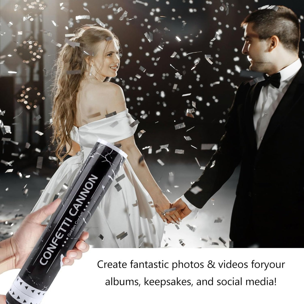 6 Pack Silver Confetti Poppers, 12 Inch Confetti Cannon Party Poppers Shooters for Birthday
