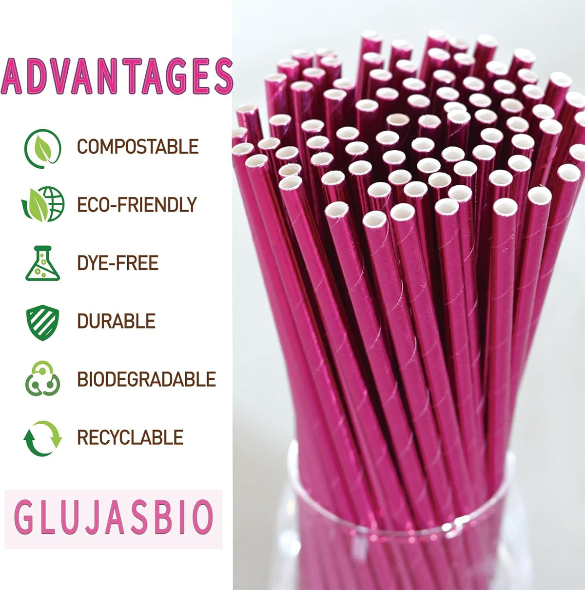 Paper Straws Party,Disposable Drinking Straws, 7.75 Inches, for Birthday, Bridal Party, Wedding