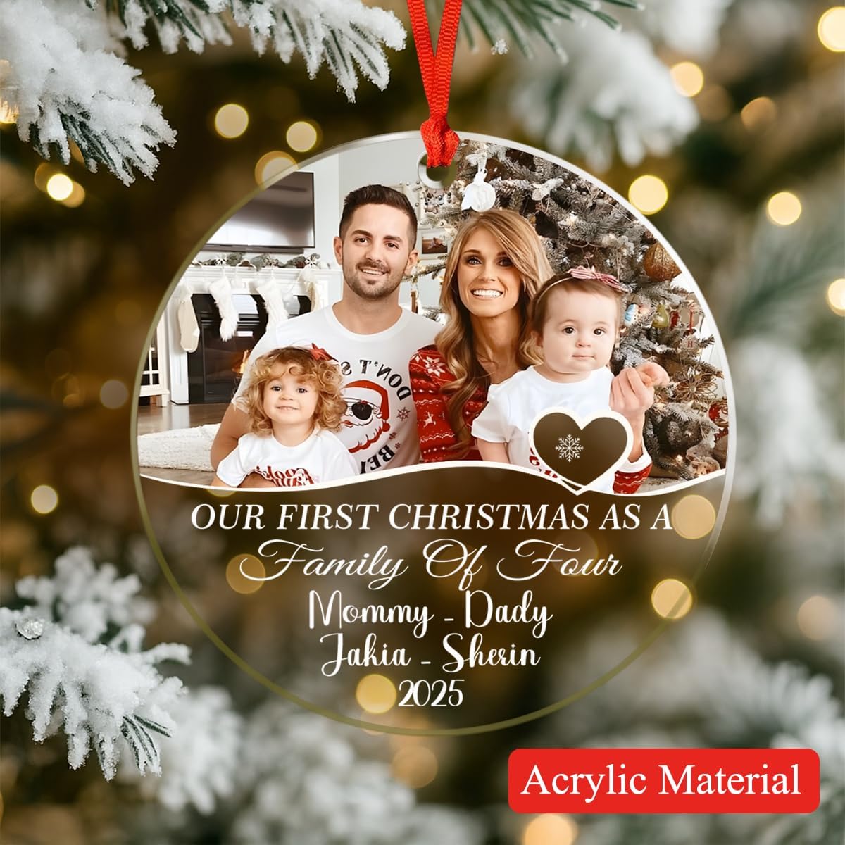 Personalized Christmas Ornaments with Names, Couple Glass Ornament, Custom Wedding Gifts for