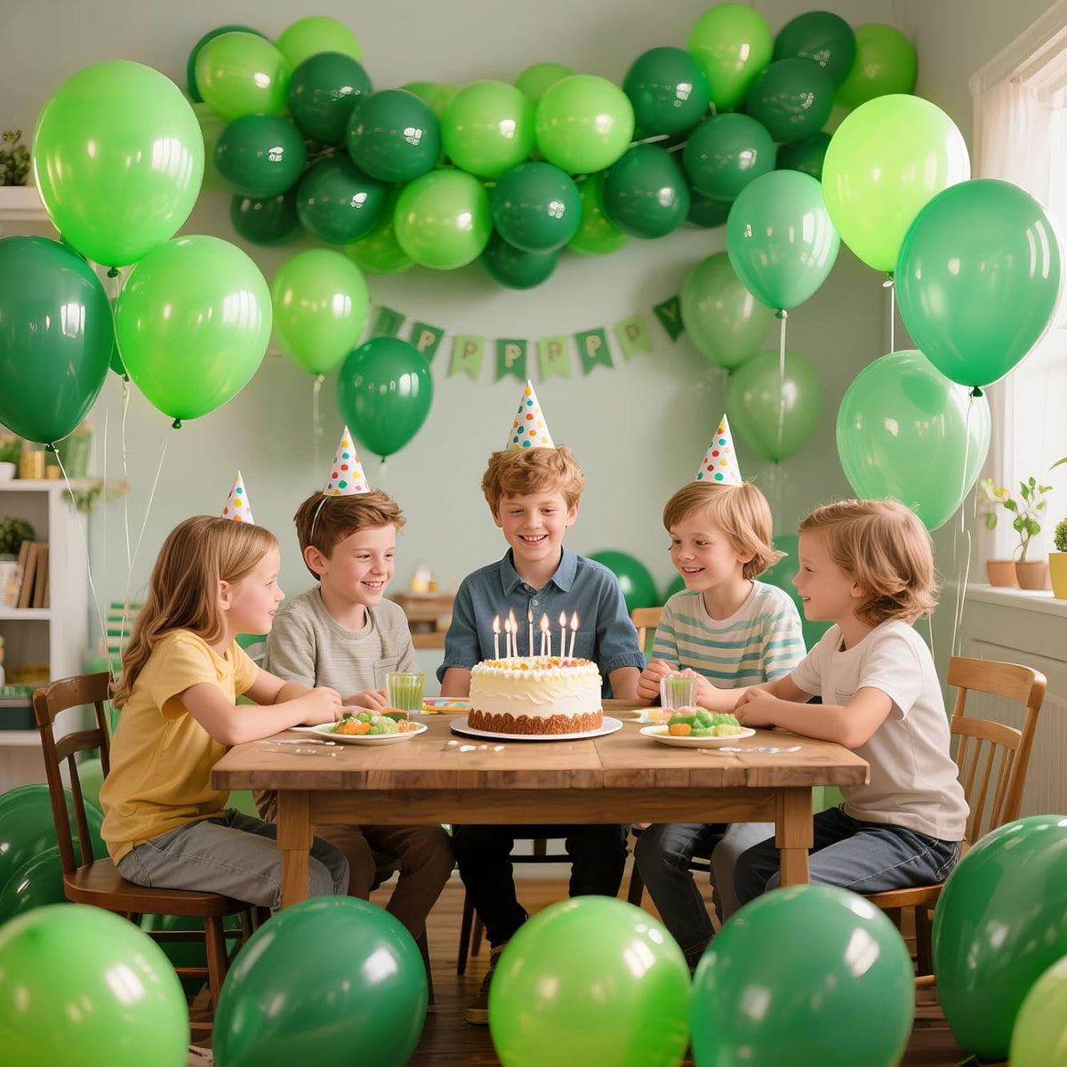 KAWKALSH Lime Green Latex Party Balloons, 110 Pack 12 inch Light Green Balloons Round Helium Fruit