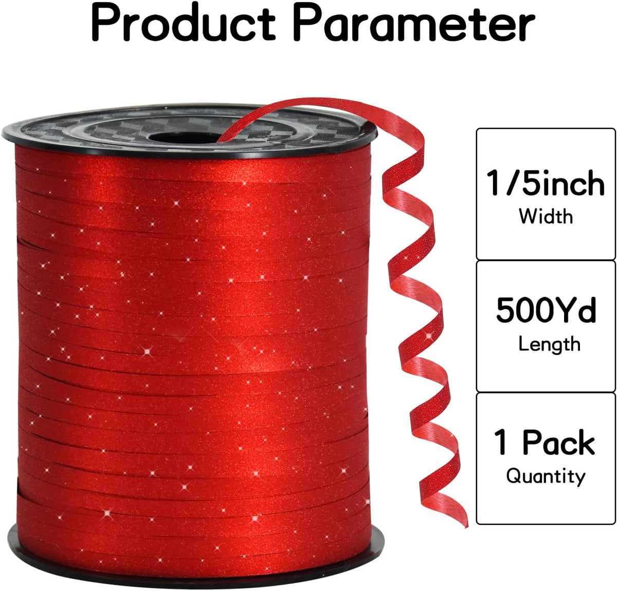 BEISHIDA 500 Yards Red Glitter Ribbon Curling Crimped, Glitter Ribbon Balloon String Shiny for