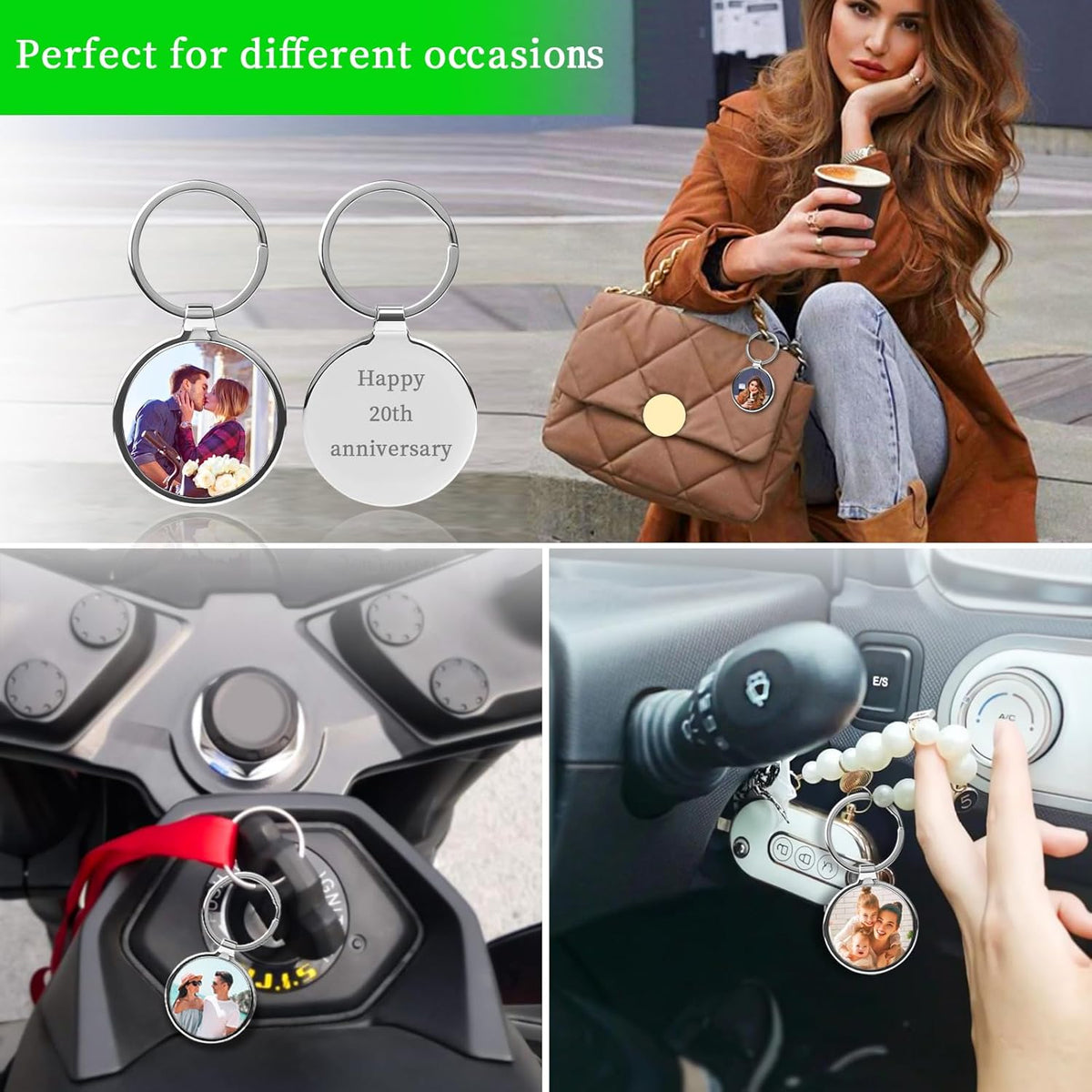 Double Side Custom Keychain with Picture Personalized Engraving Photo Text Customized Gifts for Men