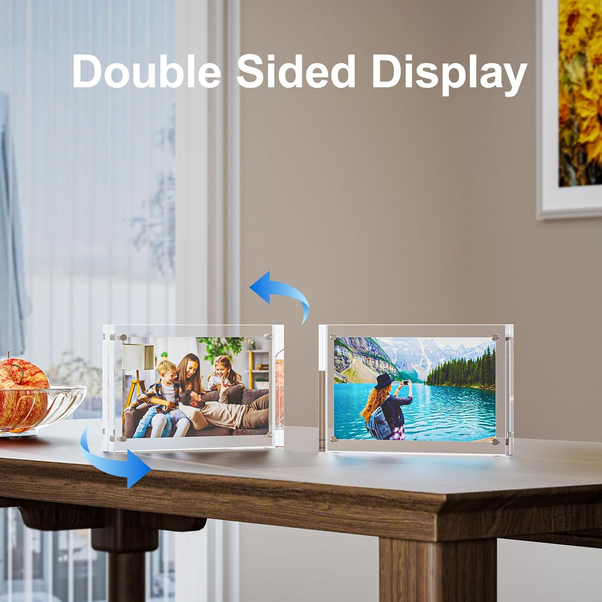 2 Pack 5x7 Acrylic Picture Frames - 20% Thicker Double Sided Magnetic Frame with UV Protection
