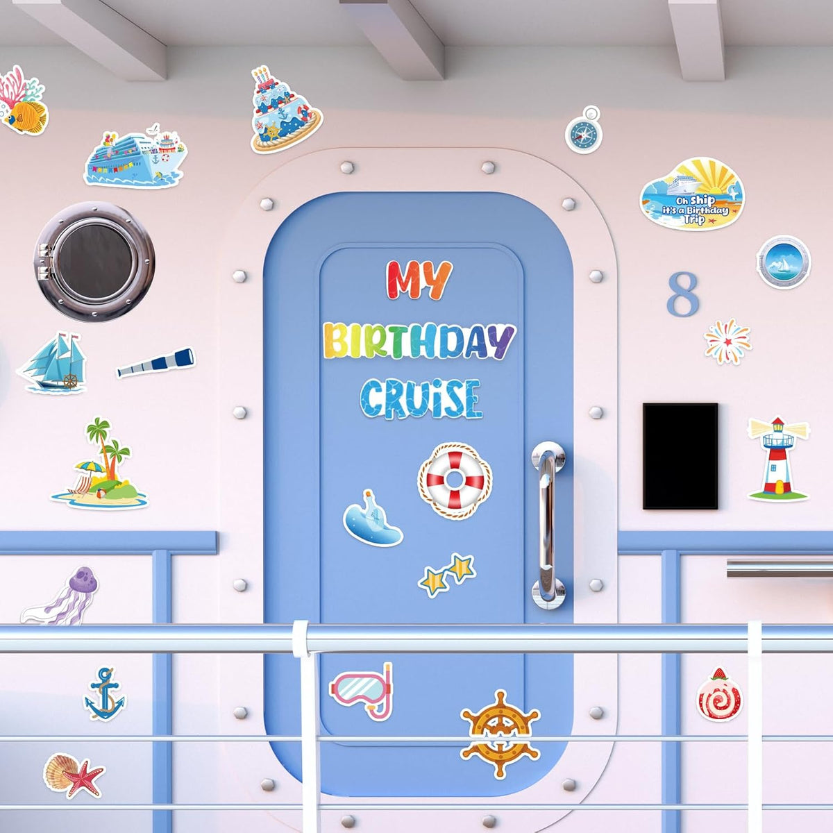 26 Pcs Birthday Cruise Door Decorations Magnetic, Funny Cruise Ship Sea Navigation Door Magnets
