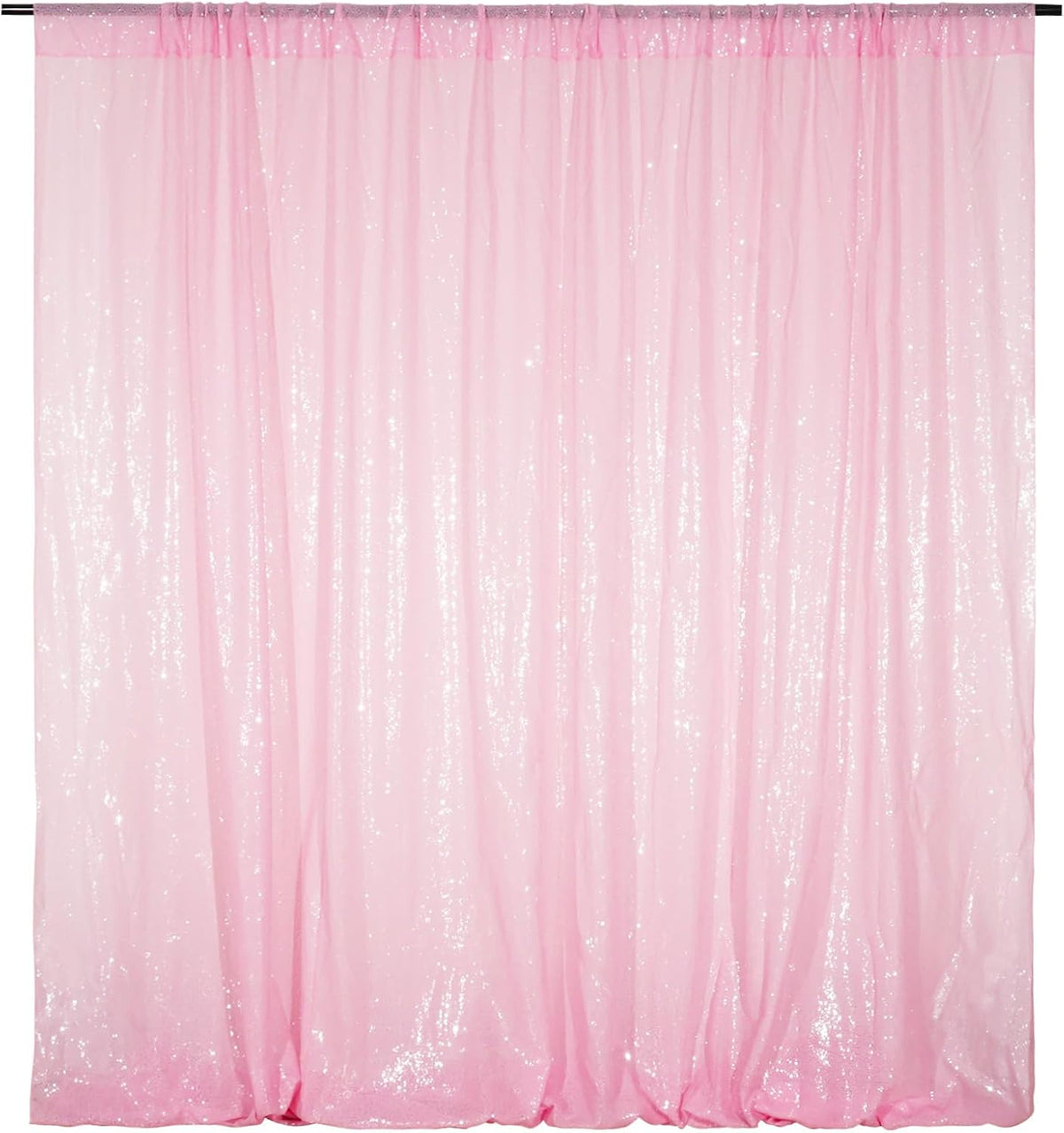 Poise3EHome Pink Sequin Backdrop,8FT x 10FT Sequin Photography Backdrop Curtain for Party Decoration