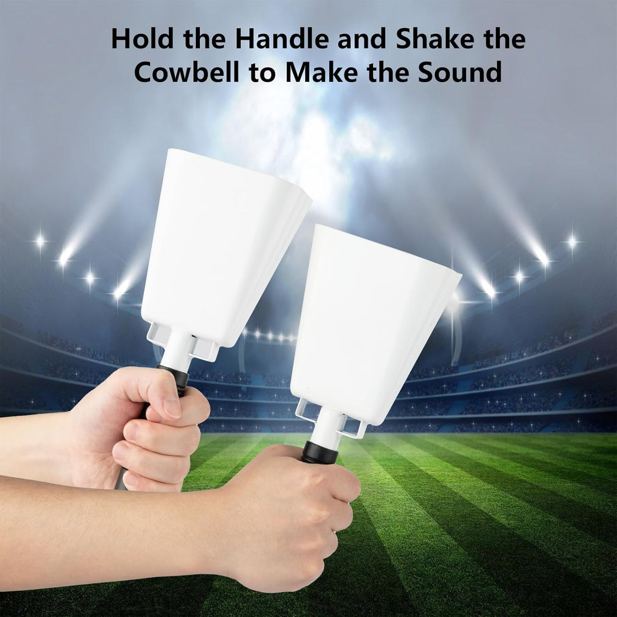Steel Cowbell with Handle 8 Inch Cow Bells Noise Makers, 2 Pack Large Cowbells for Sporting Events