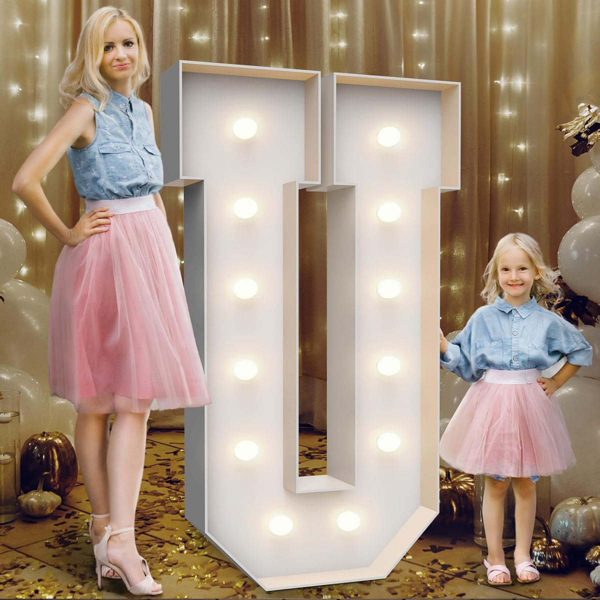 4FT Marquee Light Up Letters U,Party Decoration Large Marquee Light Up Letters with Weighted Water