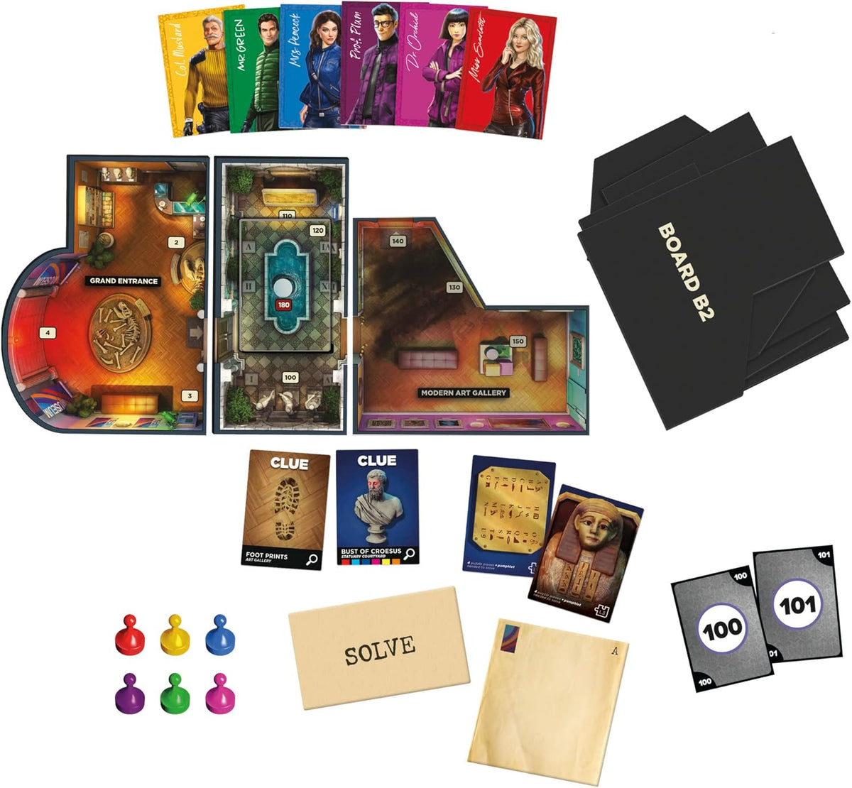 Hasbro Gaming Clue Board Game Robbery at The Museum, Escape Room Game, Murder Mystery Games, 1-6