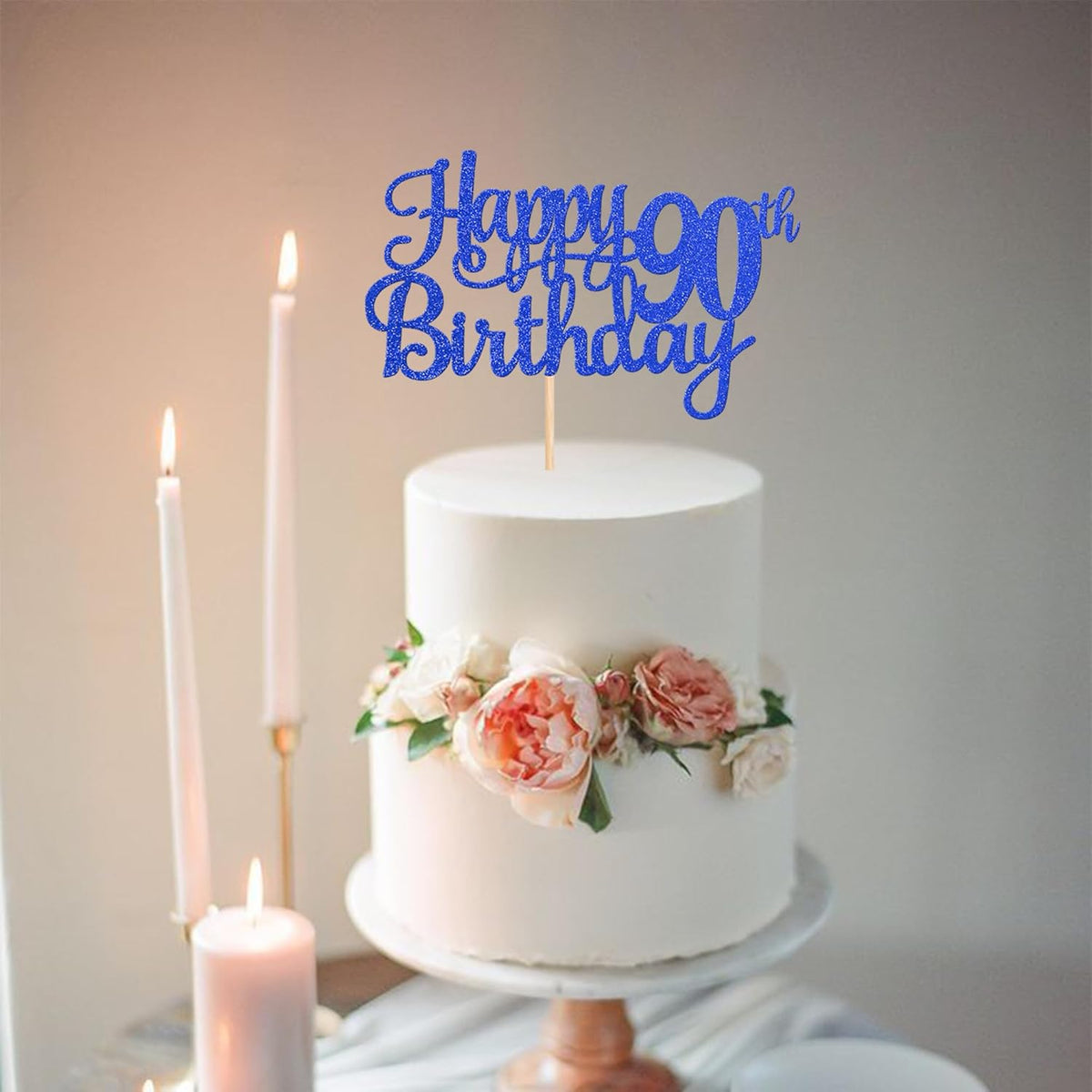 1 PCS Happy 90th Birthday Cake Topper Glitter Cheers to 90 Years Birthday Cake Pick Ninety 90