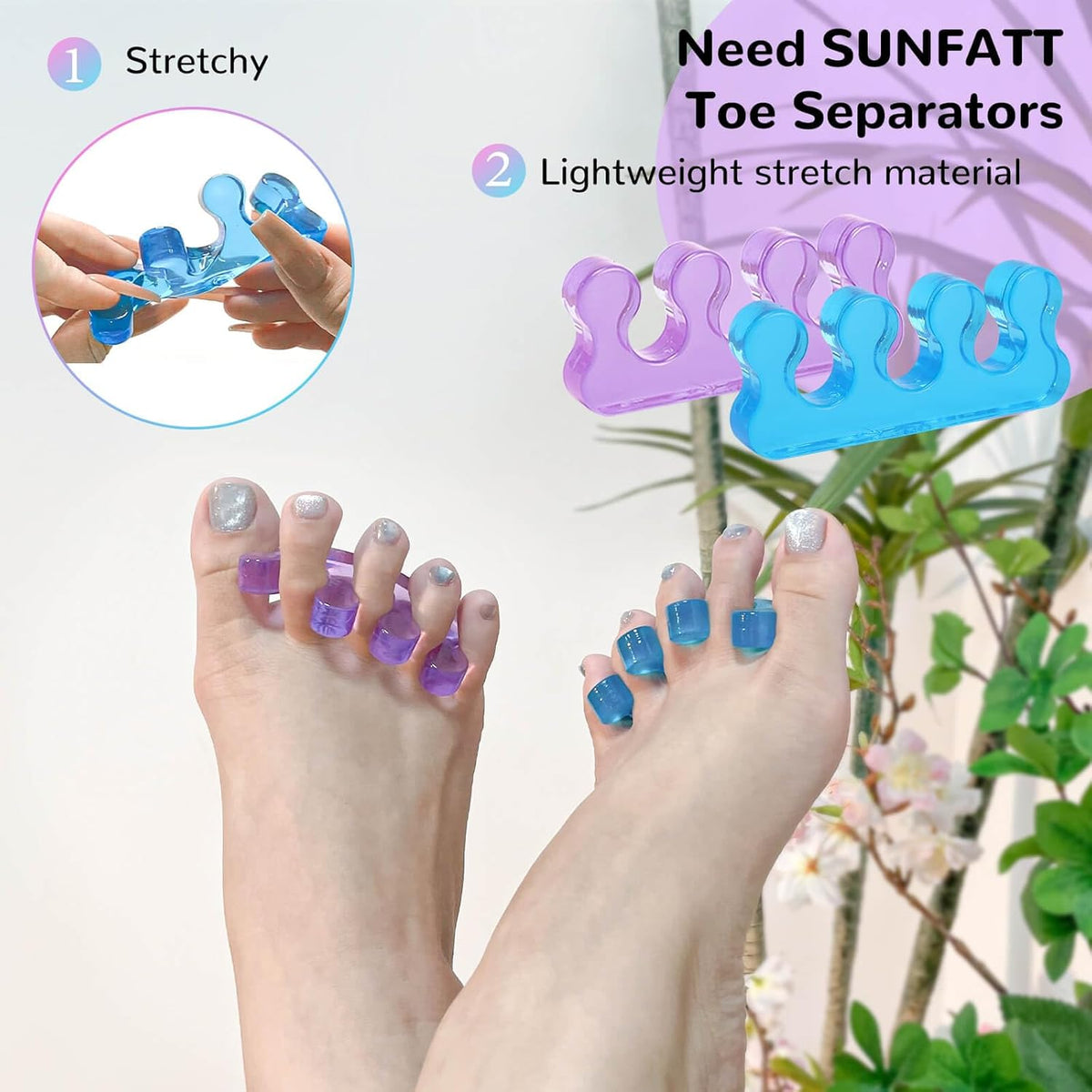 SUNFATT Toe Separators for Pedicure,Toe Separators for Women,Pedicure Toe Spacers for Separating