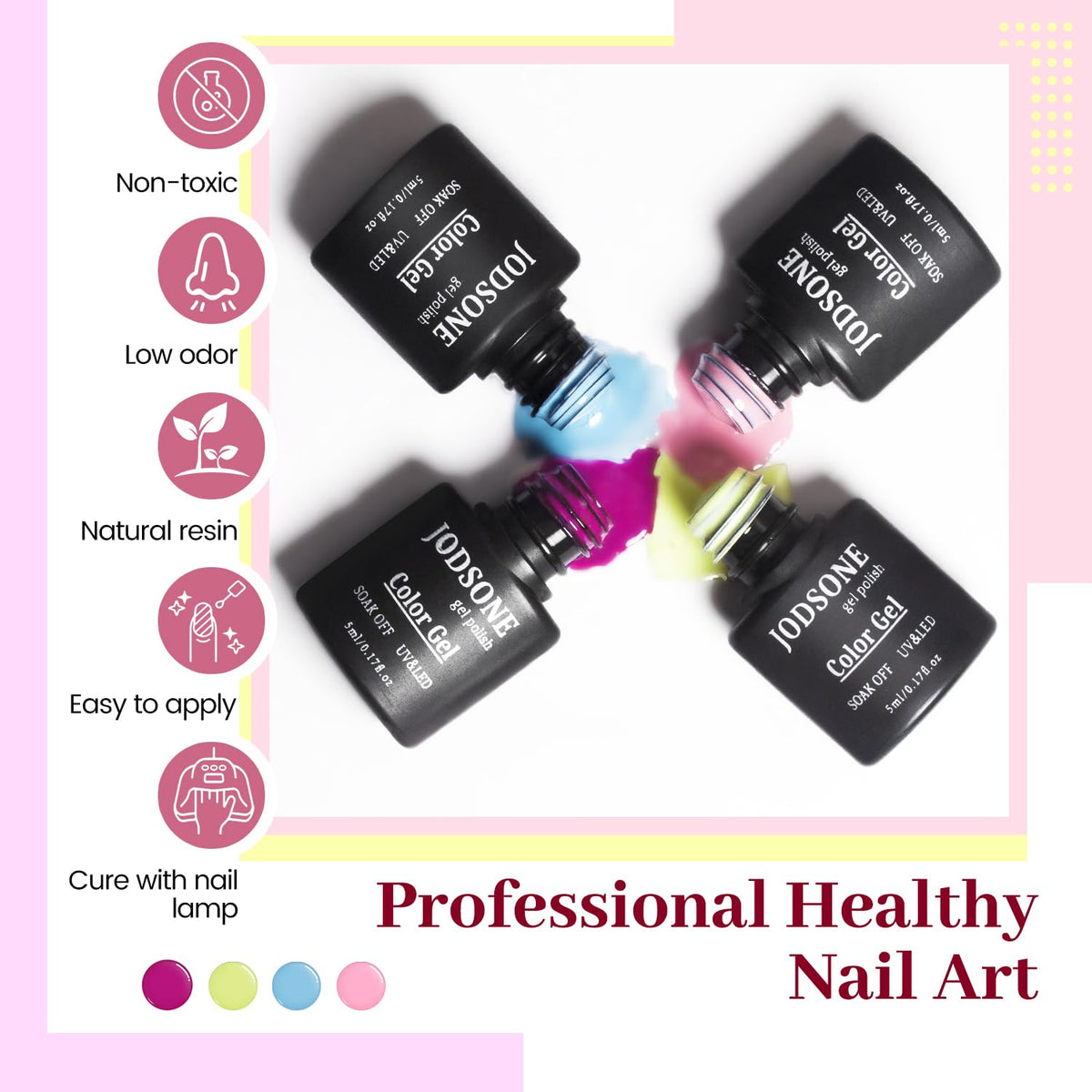 JODSONE 23 PCS Gel Polish Kit Colorful Fashion Classic Nail Gel Set 3 Bottles of Base Coat Matte
