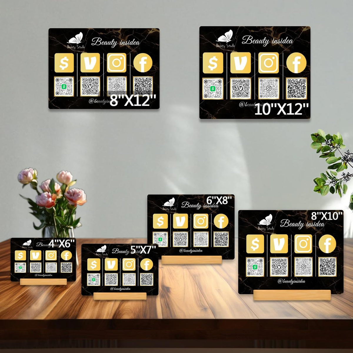 Personalized Custom Metal QR Code Sign Venmo Cashapp Scan to Pay with Stand Instagram Facebook