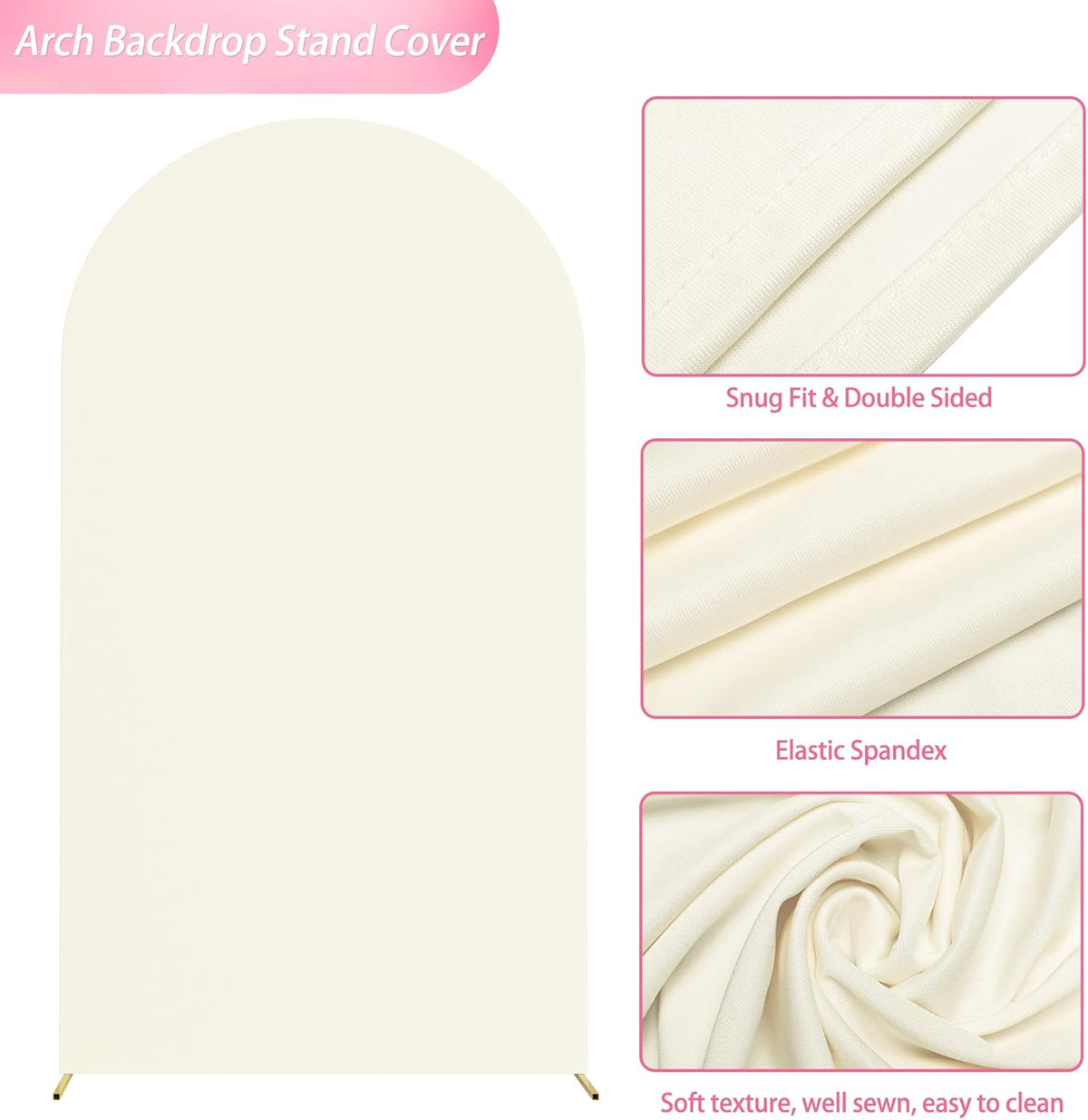 Wokceer 7.2 FT Wedding Arch Backdrop Stand and Arch Cover Metal Arch Stand with Arch Stand Cover