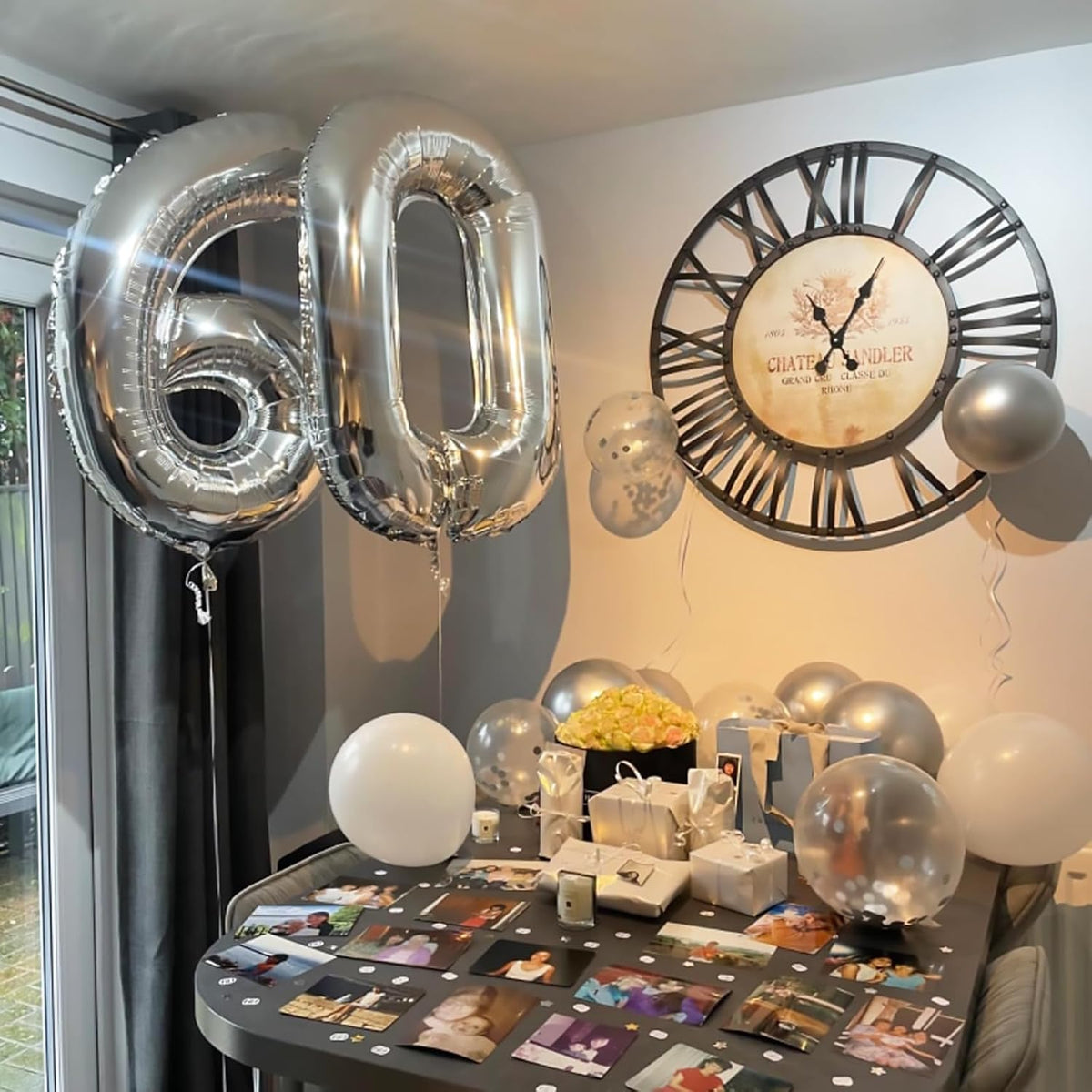 Silver 12th Birthday Balloons for Boys, 40 Inch Mylar Self Inflating 12 Balloon Number, Big Foil 1