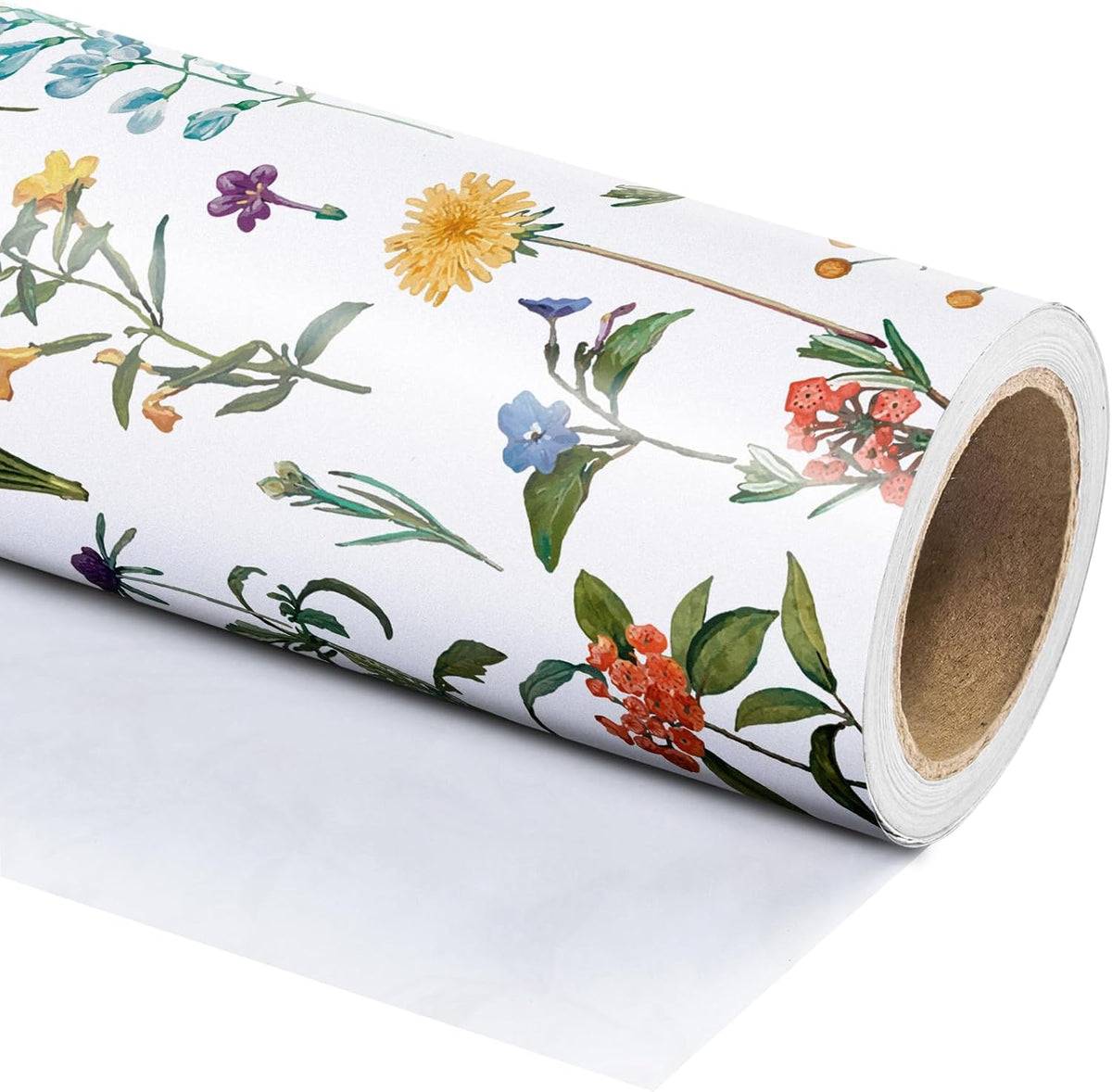 WRAPAHOLIC Floral Wrapping Paper Roll - Mini Roll - 17 Inch x 33 Feet - Wildflower Wrapping Paper