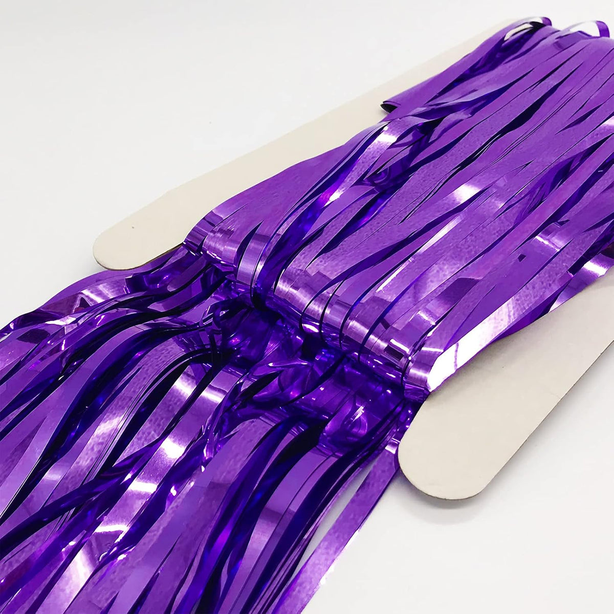 2 Pcs Purple Metallic Tinsel Foil Fringe Curtains Backdrop, 3.28 ft x 6.56 ft Streamers for