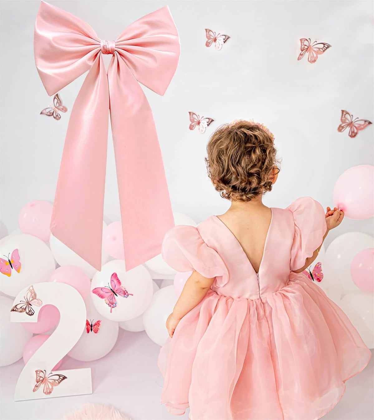 Large Pink Bow for Decorations Big Pink Ribbon Bows Banner Décor Large Bow Wall Hanging Decor for