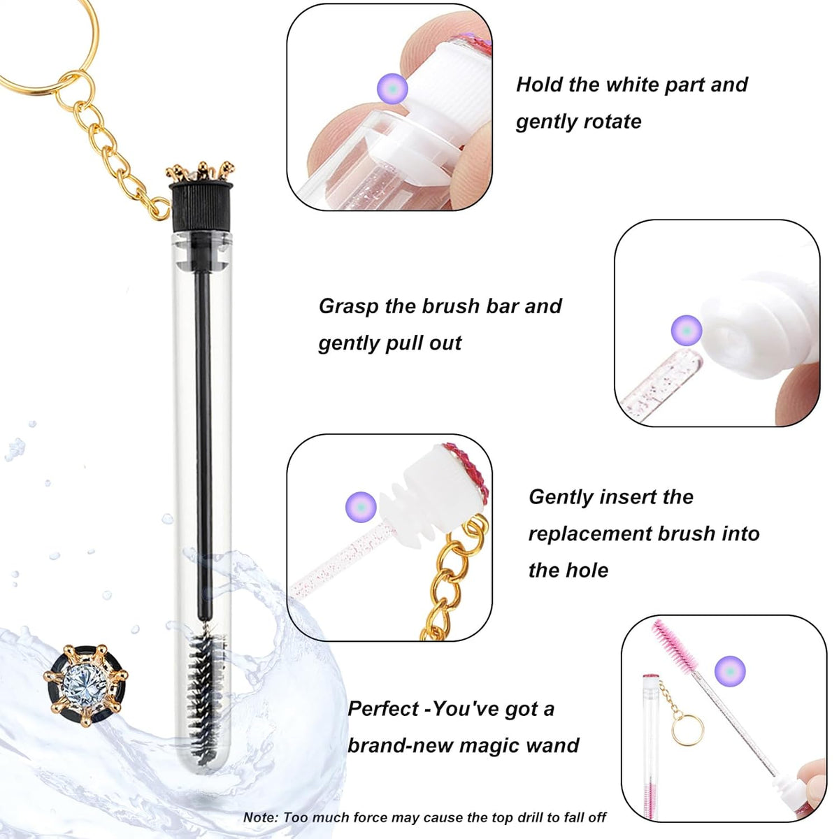 Upgrade 48 Pieces Disposable Mascara Wands Set,Diamond Mascara for Women and Girls- Include 24 Pcs
