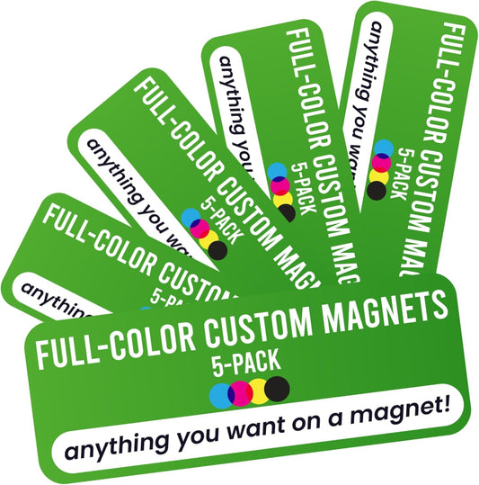 Magnet Me Up Custom 8x3 Inch Rectangle Magnet, 5 Pack, Customizable for Businesses, Personal Use