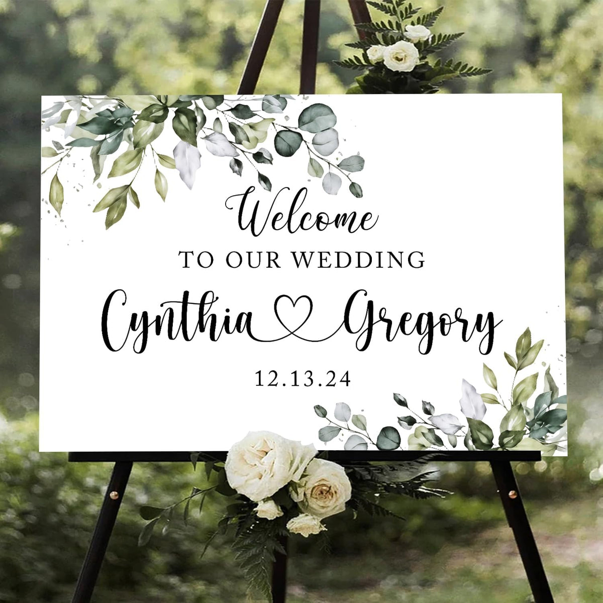 Custom Eucalyptus Wedding Welcome Sign Template, Elegant Eucalyptus Printable Sign for Ceremony or